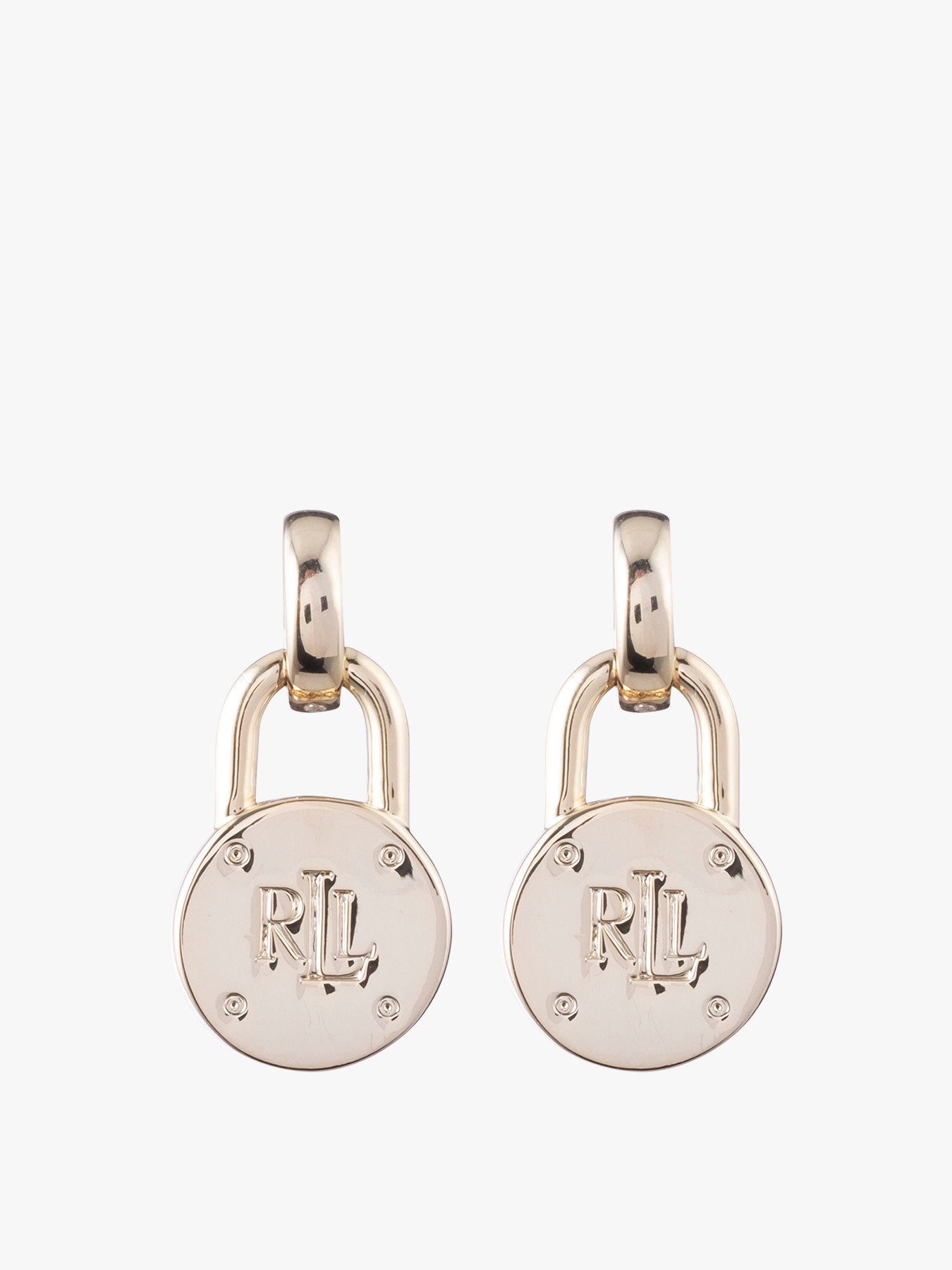 Lauren Ralph Lauren Logo Gold Tone Pendant Earrings