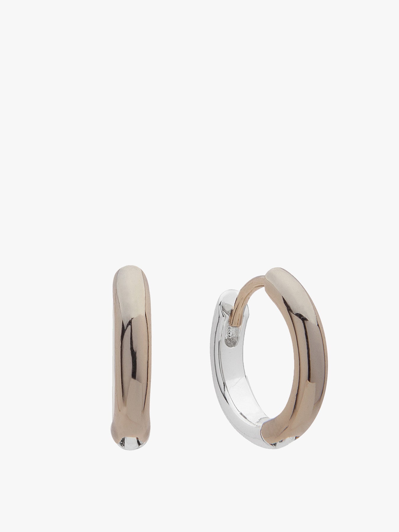 Two Tone Huggie Hoop Earrings