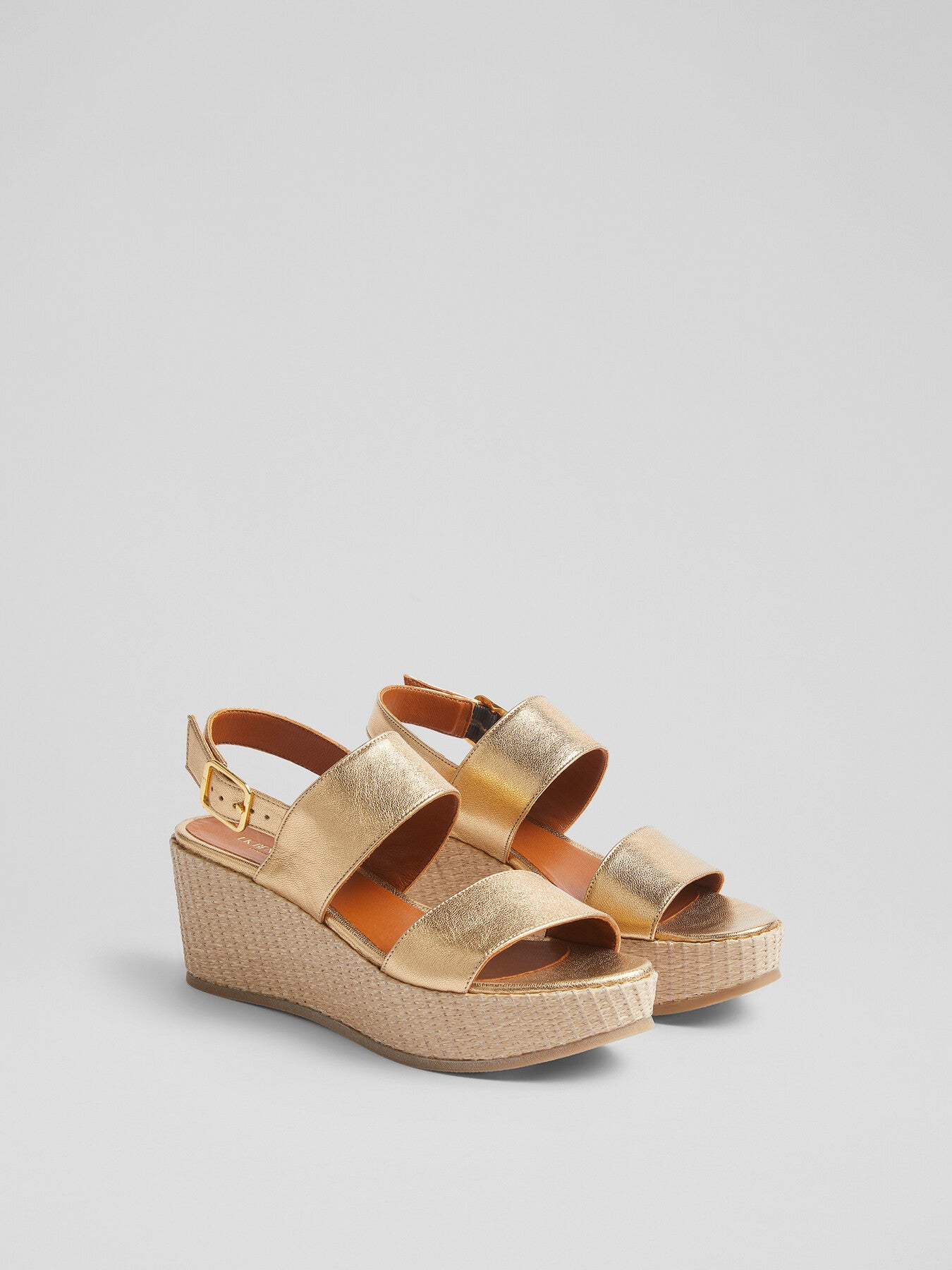Adria Leather Raffia Wedges