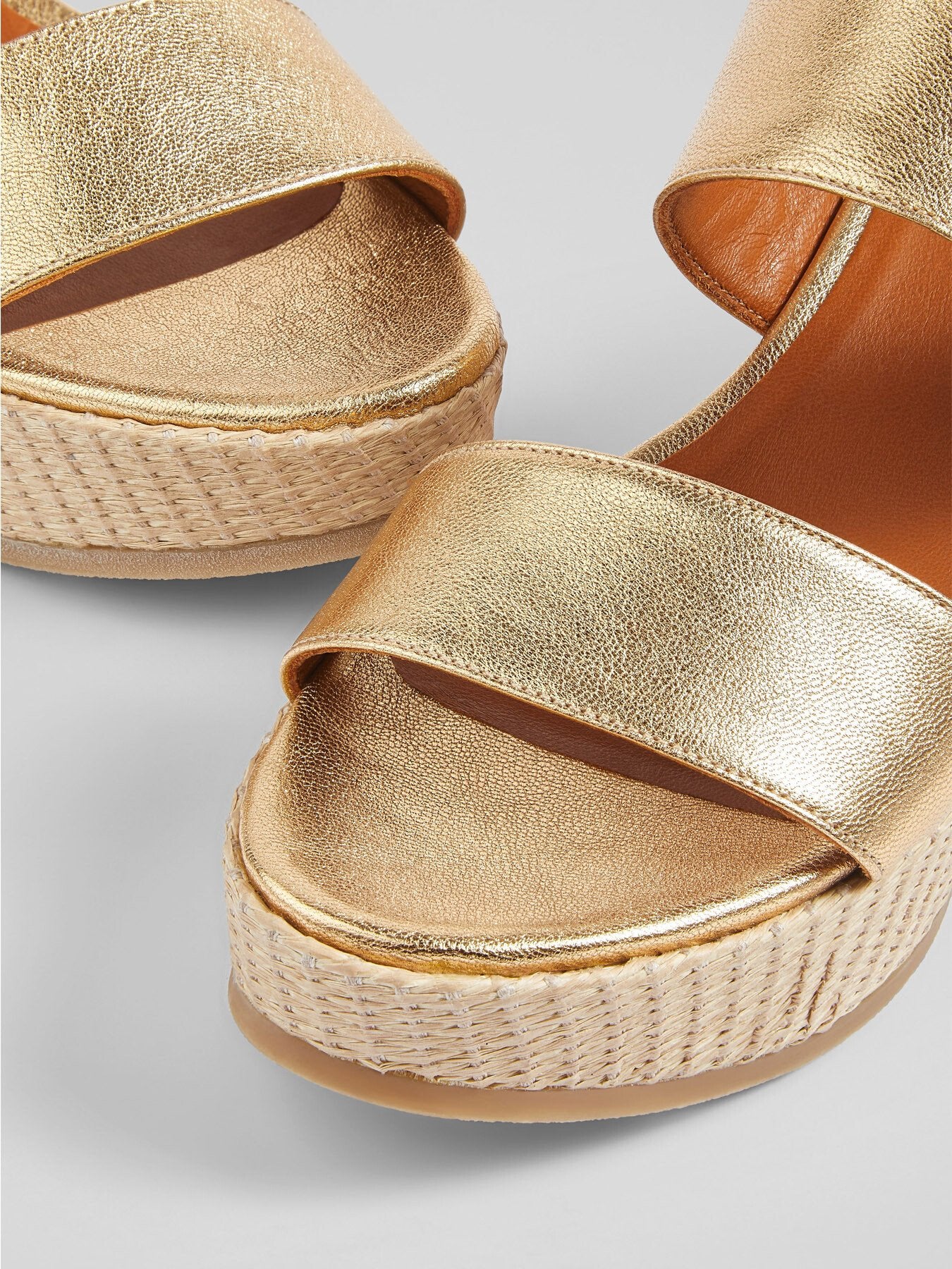Adria Leather Raffia Wedges