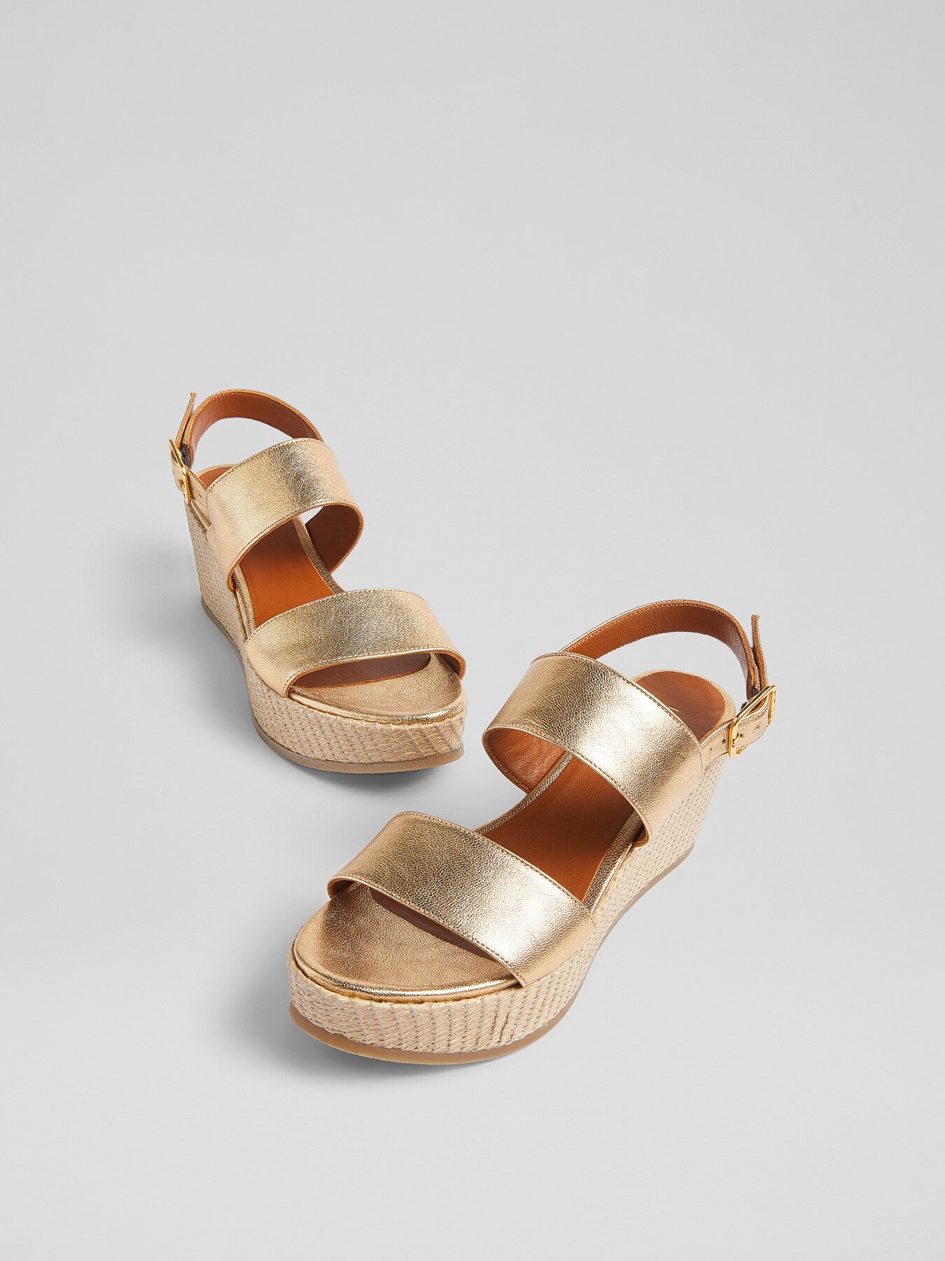 Adria Leather Raffia Wedges