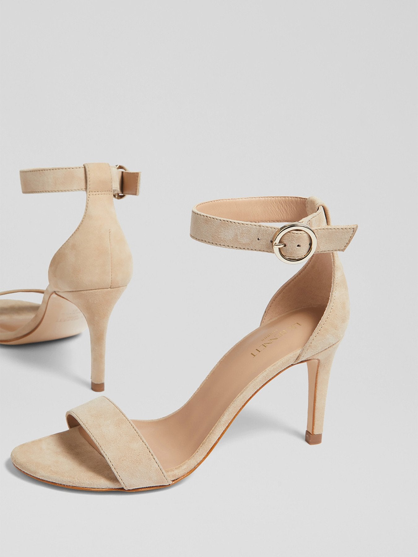 Ivy Beige Suede Single Strap Sandals