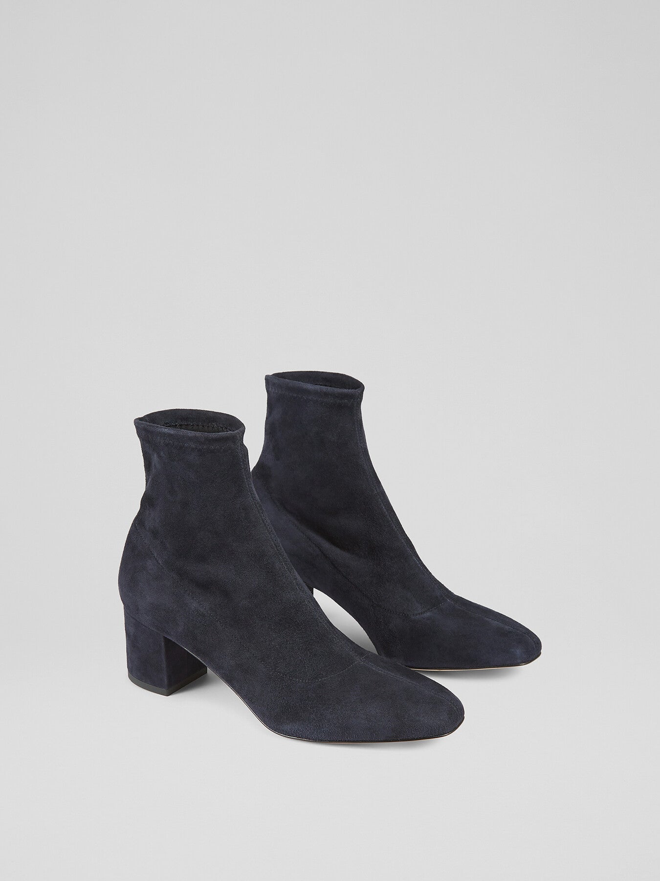 Grove Navy Low Block Stretch Ankle Boots