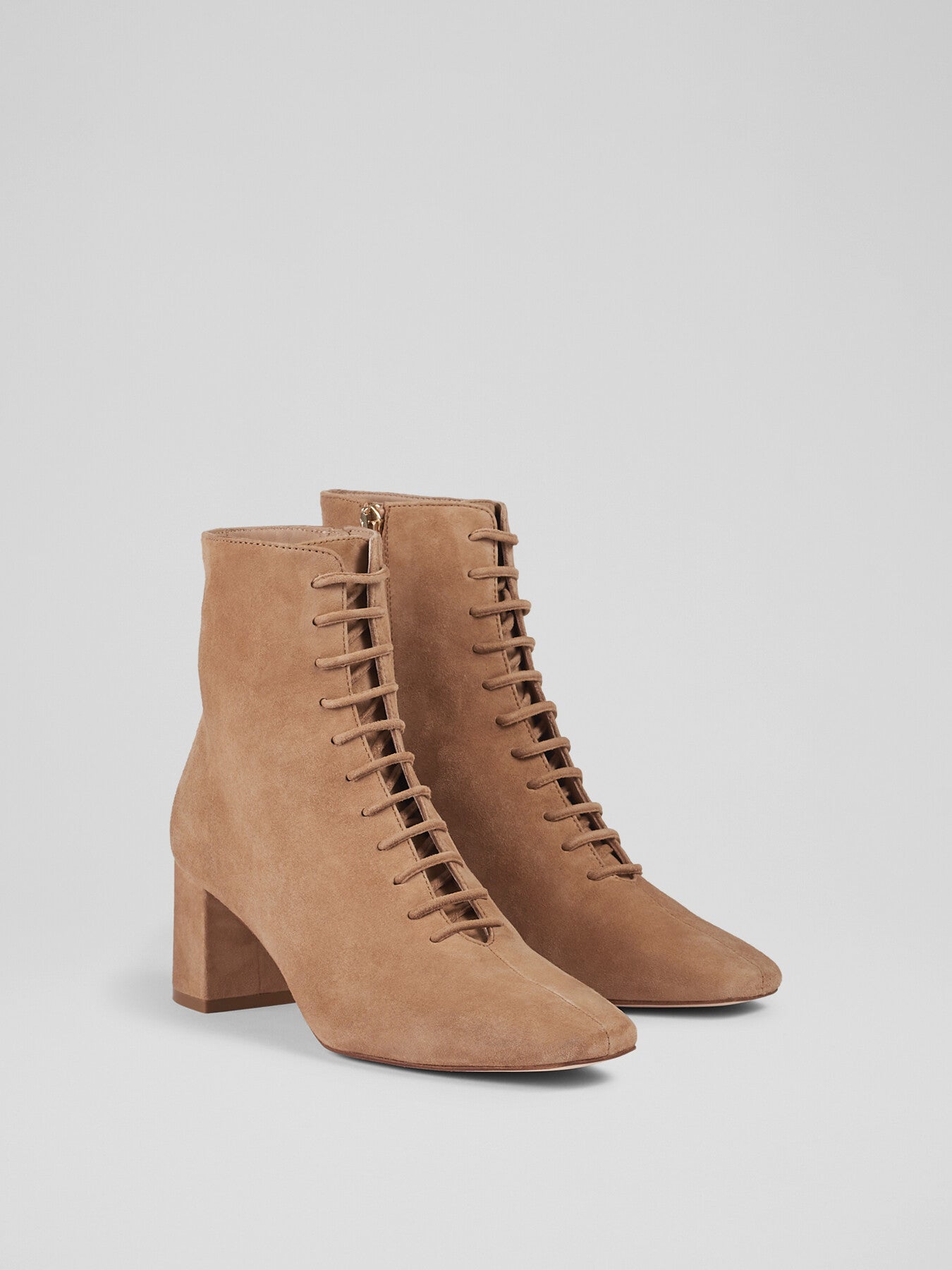 Arabella Tan Suede Lace Up Ankle Boots