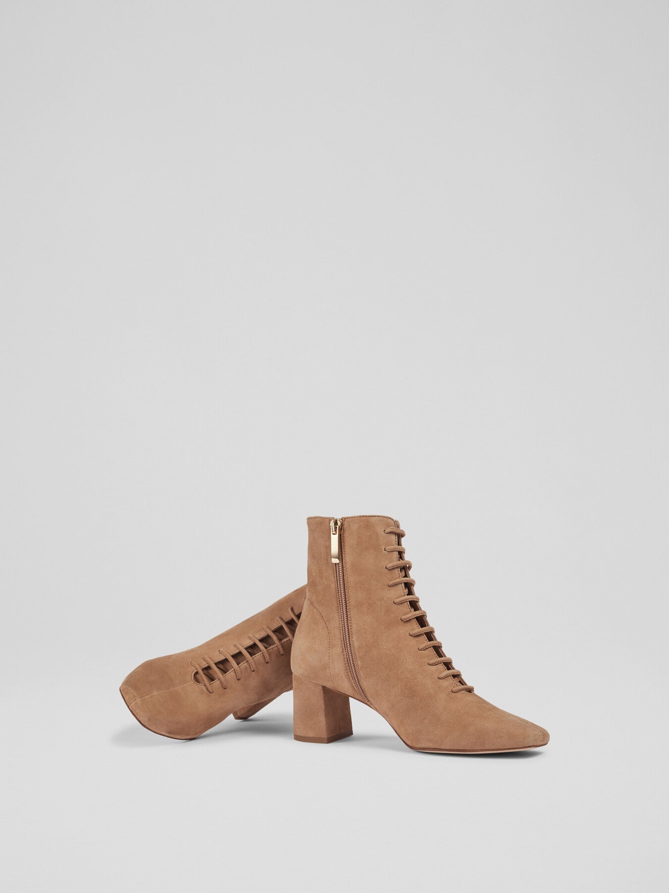 Arabella Tan Suede Lace Up Ankle Boots