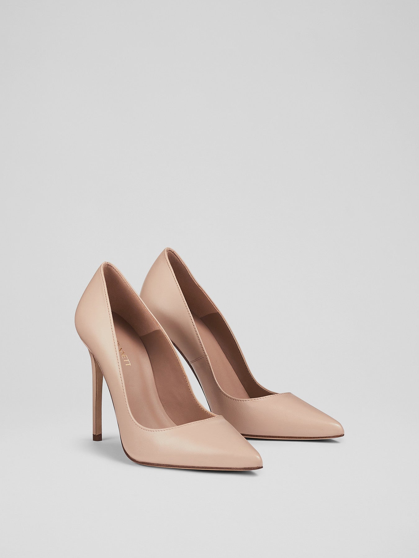 Monroe Beige Leather Pointed Toe Courts