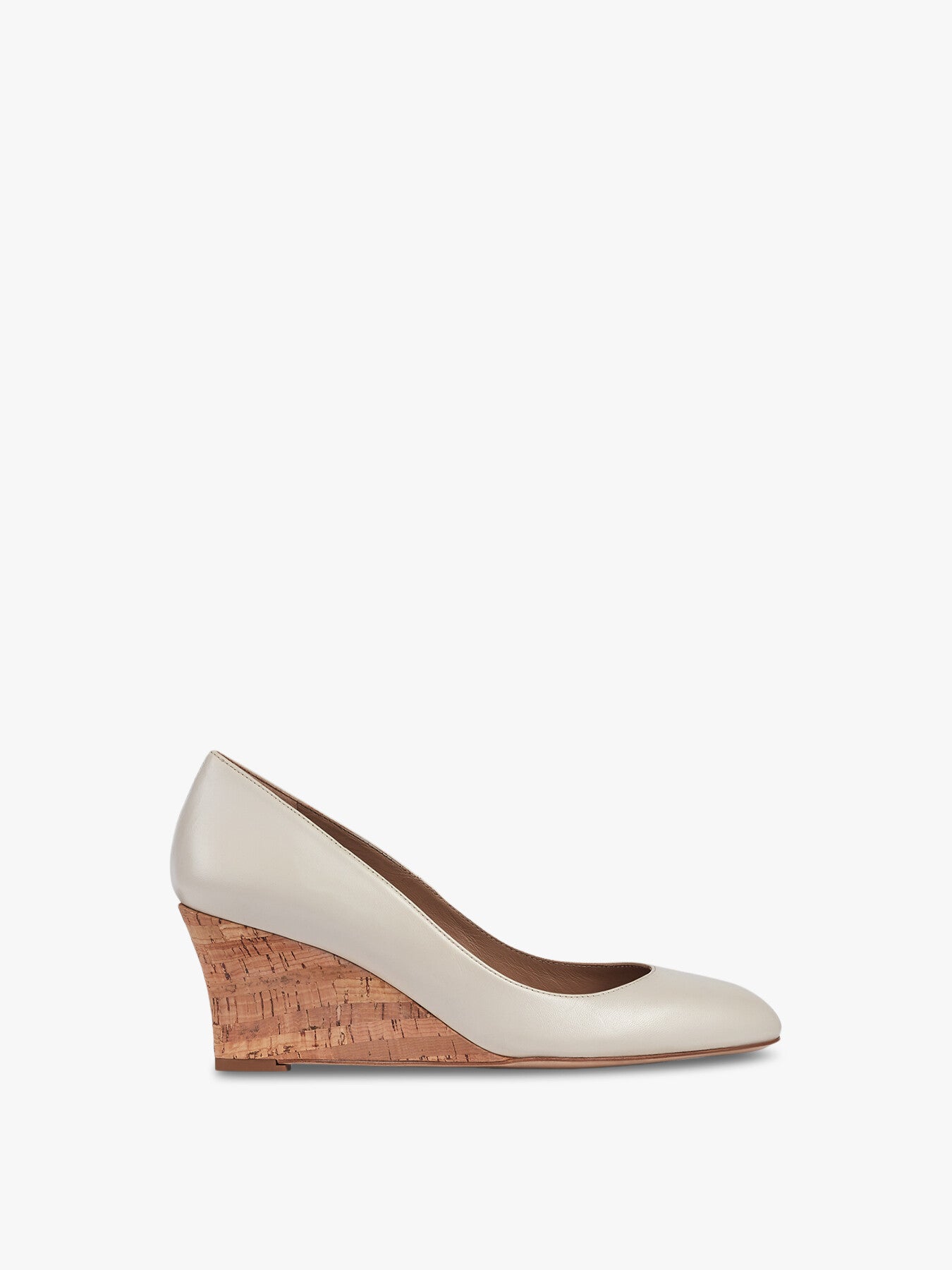Eevi Ecru Leather Cork Wedges