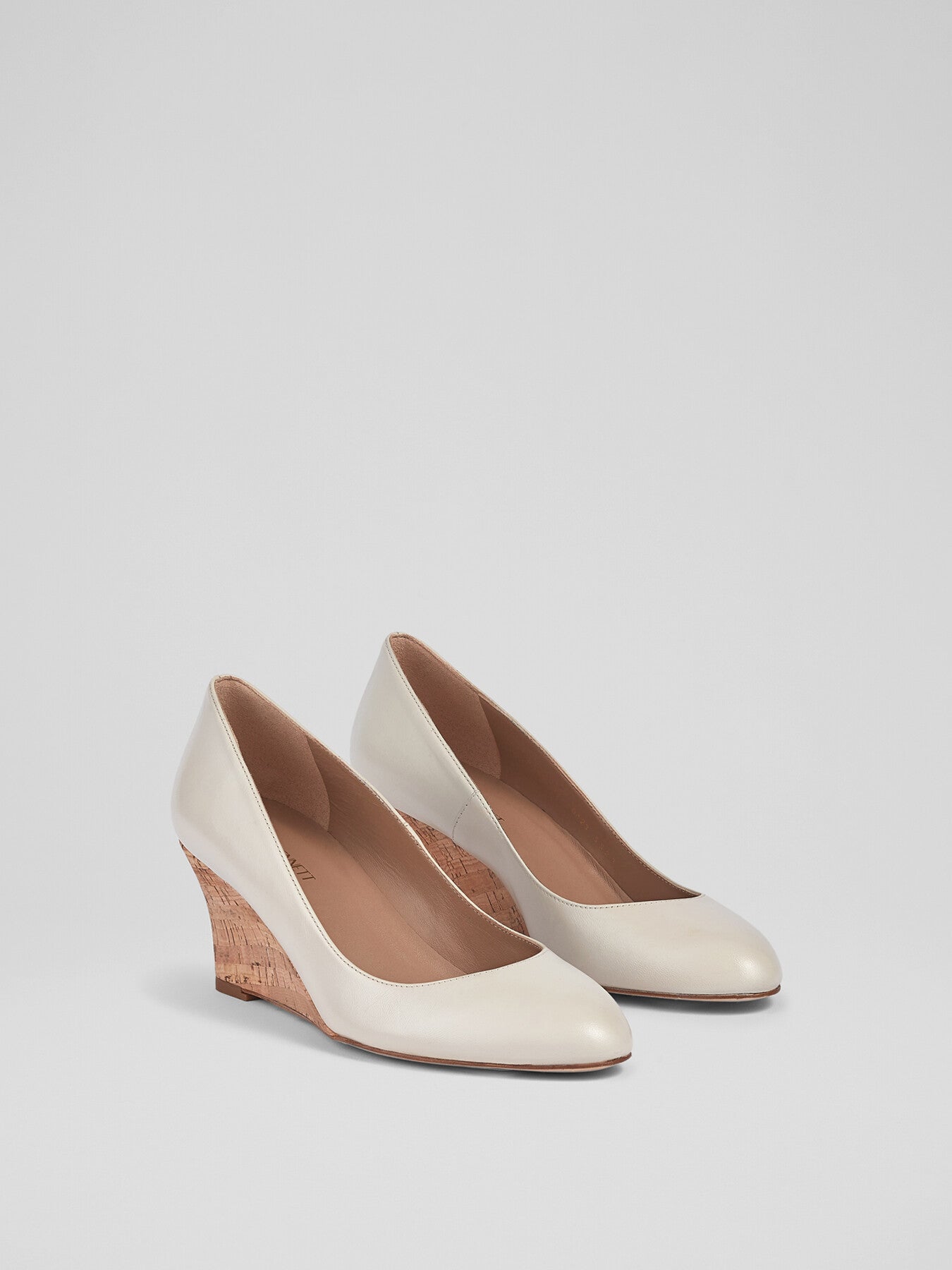 Eevi Ecru Leather Cork Wedges