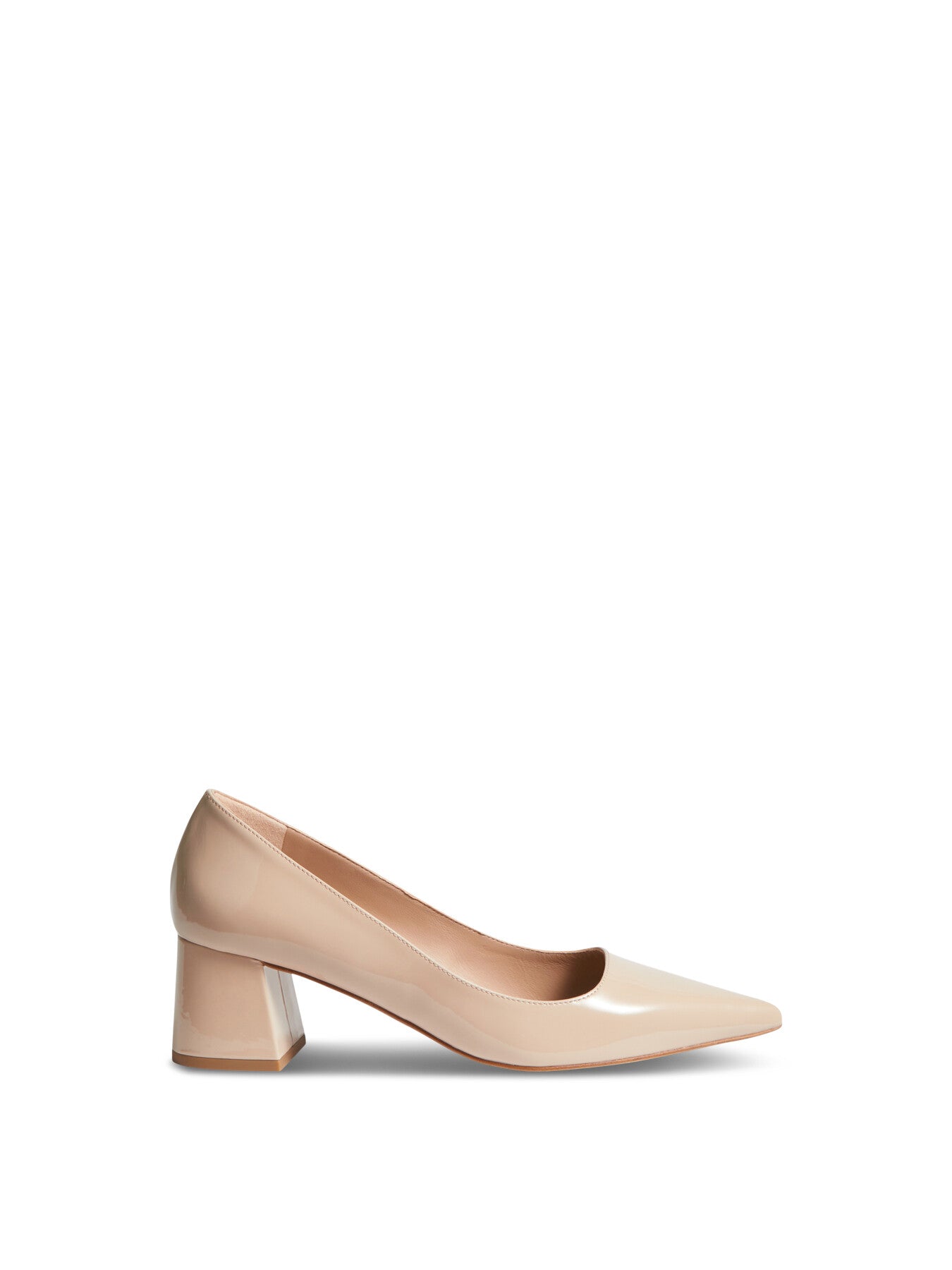 Sloane Beige Patent Leather Block Heel Courts