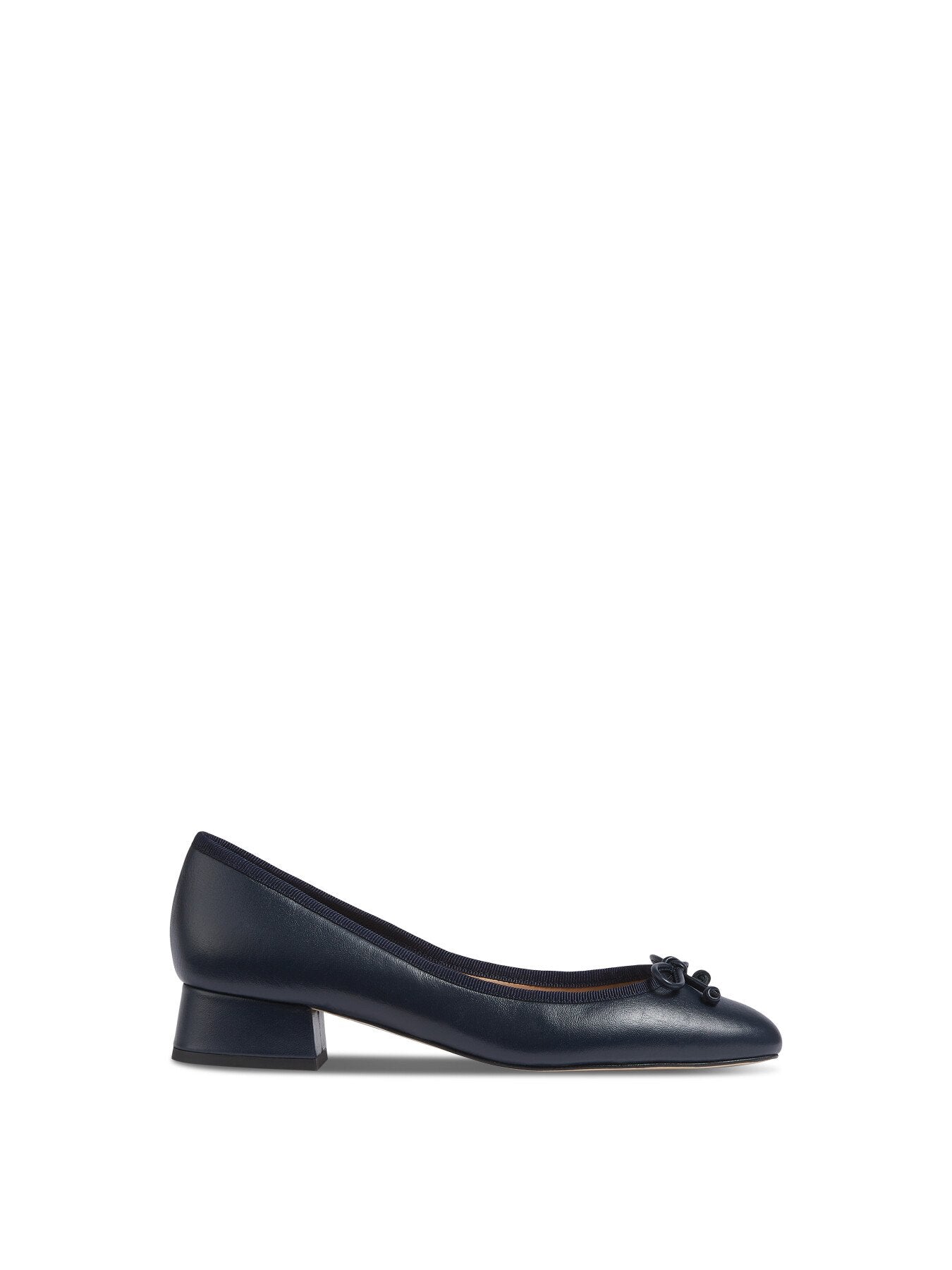 Aurelie Navy Grosgrain Ballerina Court Shoes