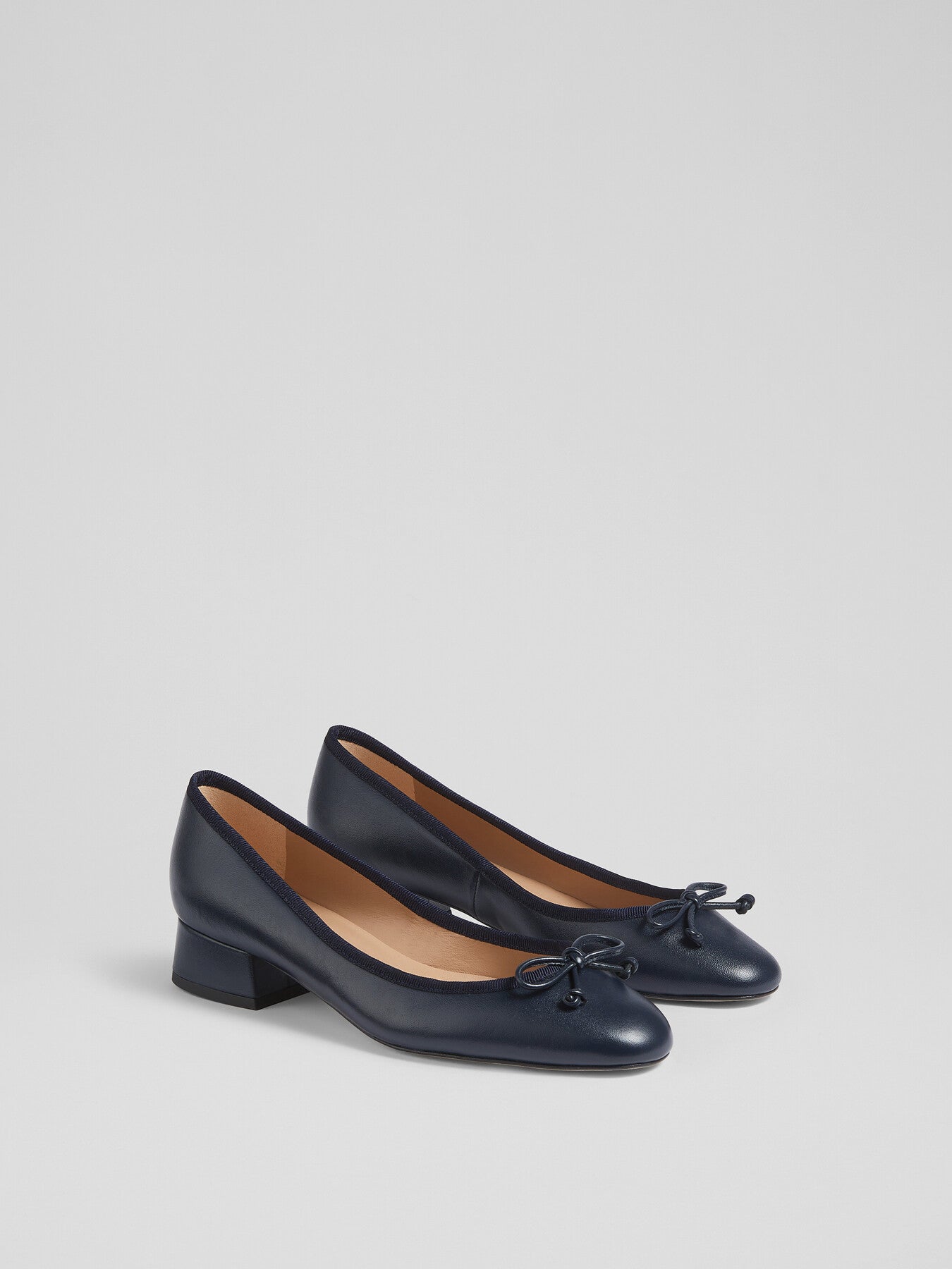 Aurelie Navy Grosgrain Ballerina Court Shoes