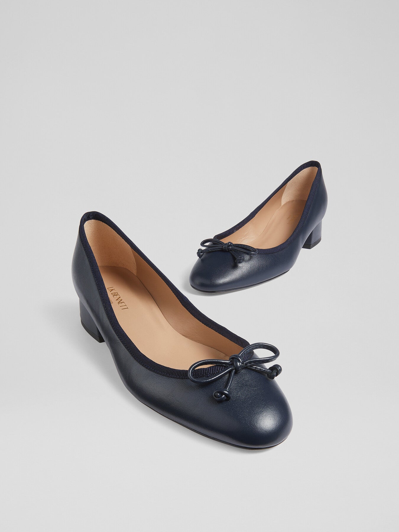 Aurelie Navy Grosgrain Ballerina Court Shoes