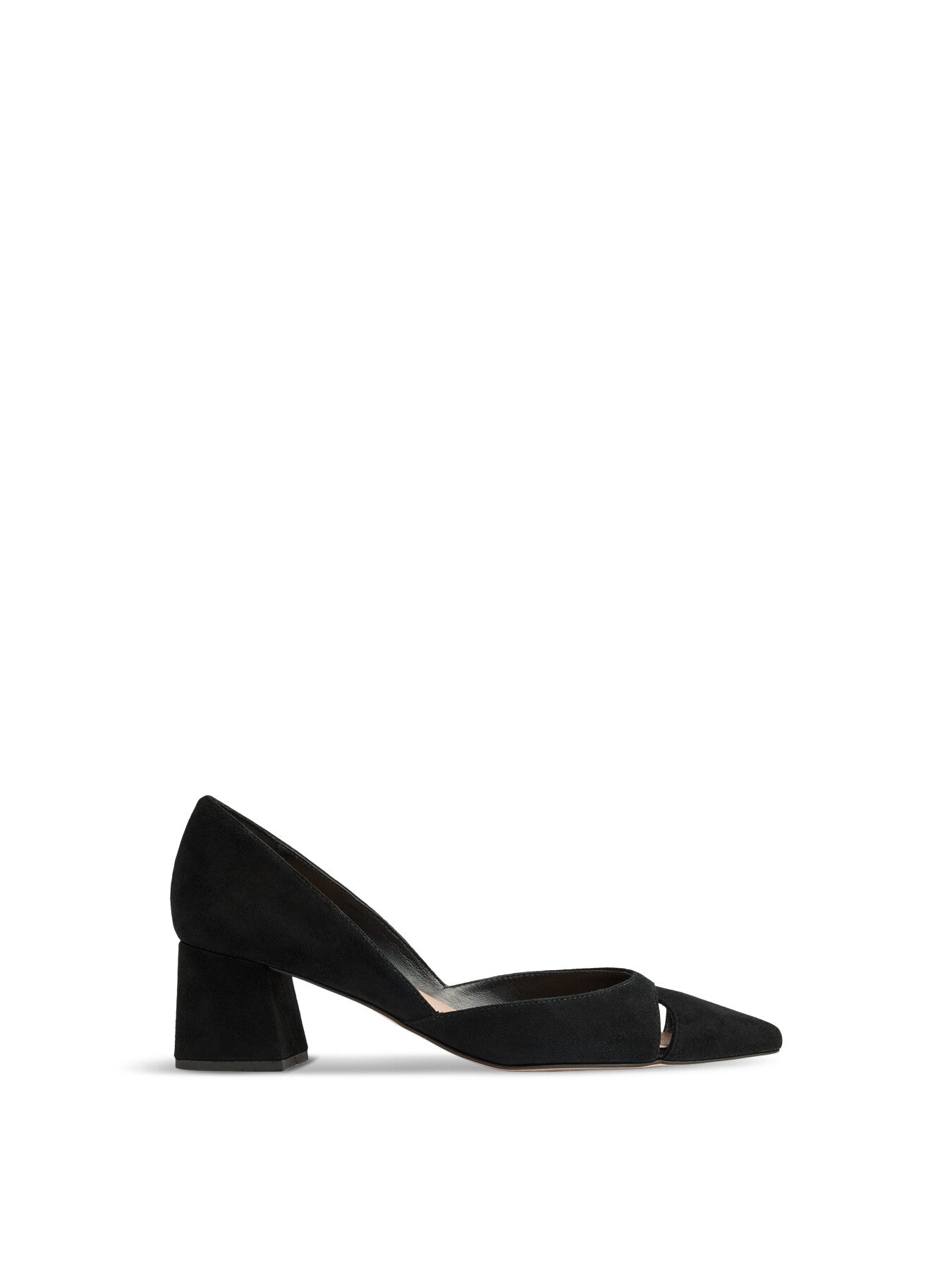 Cecile Suede Cut Out Block Heel Court