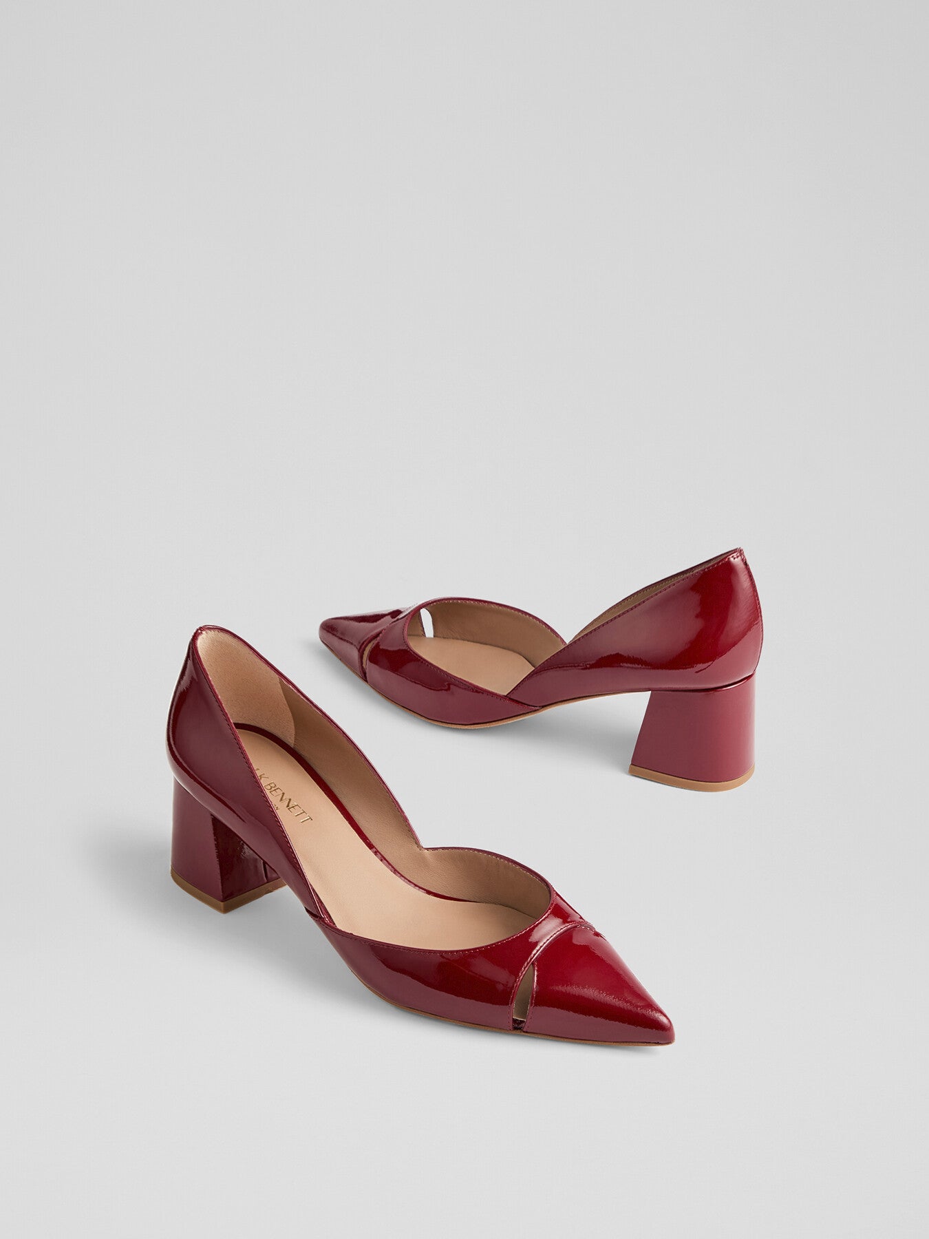 Cecile Patent Cut Out Block Heel Court