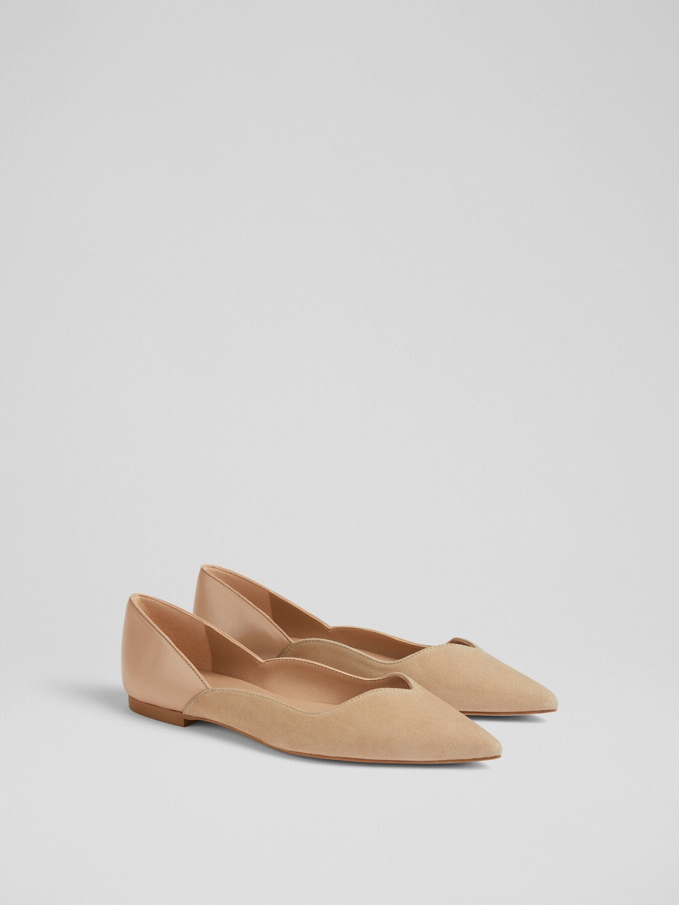 Iris Beige Suede And Leather Sweetheart Flats