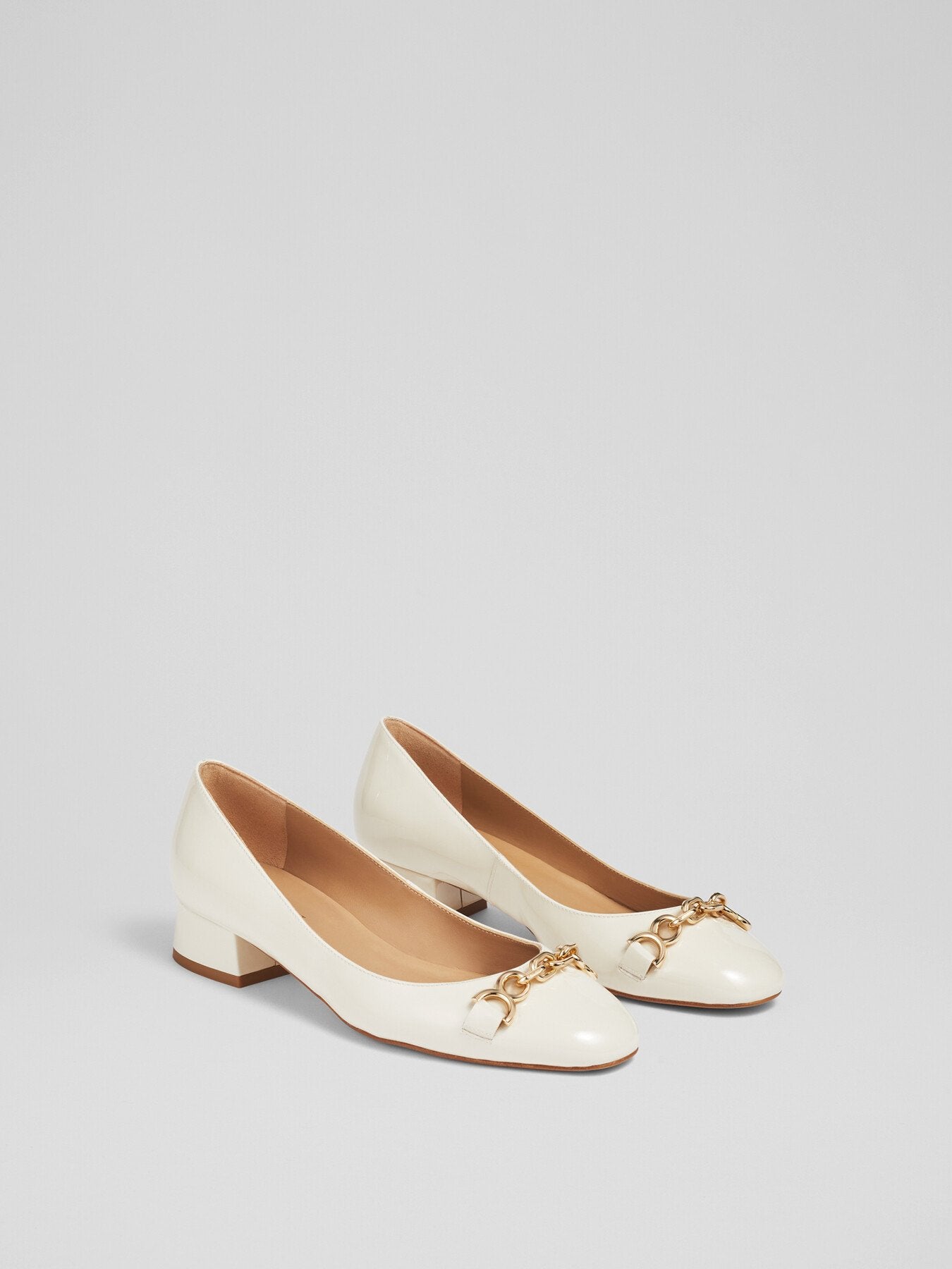 Blakely Ecru Patent Snaffle Pumps