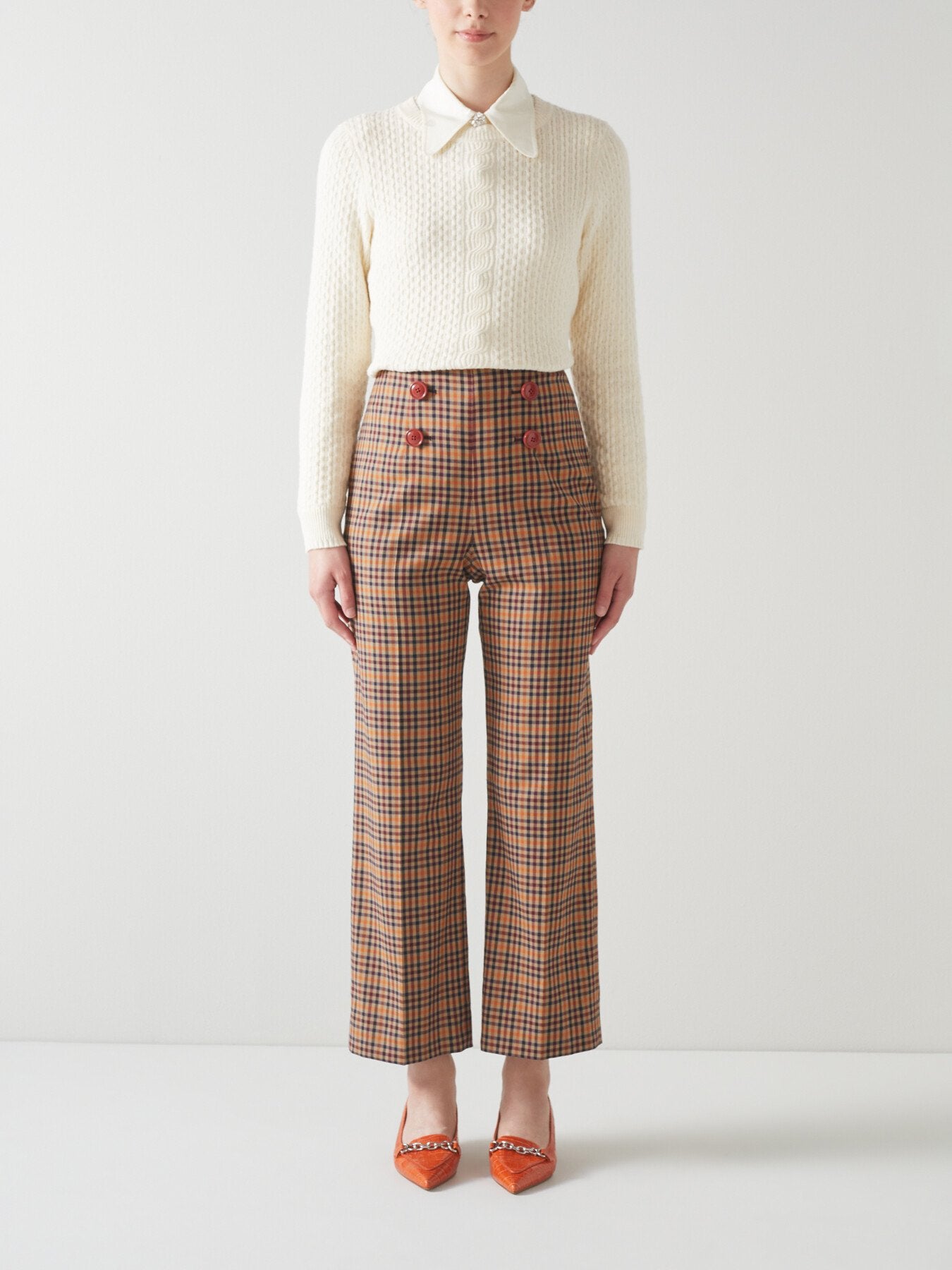 Polly Multi Check Sailor Trousers