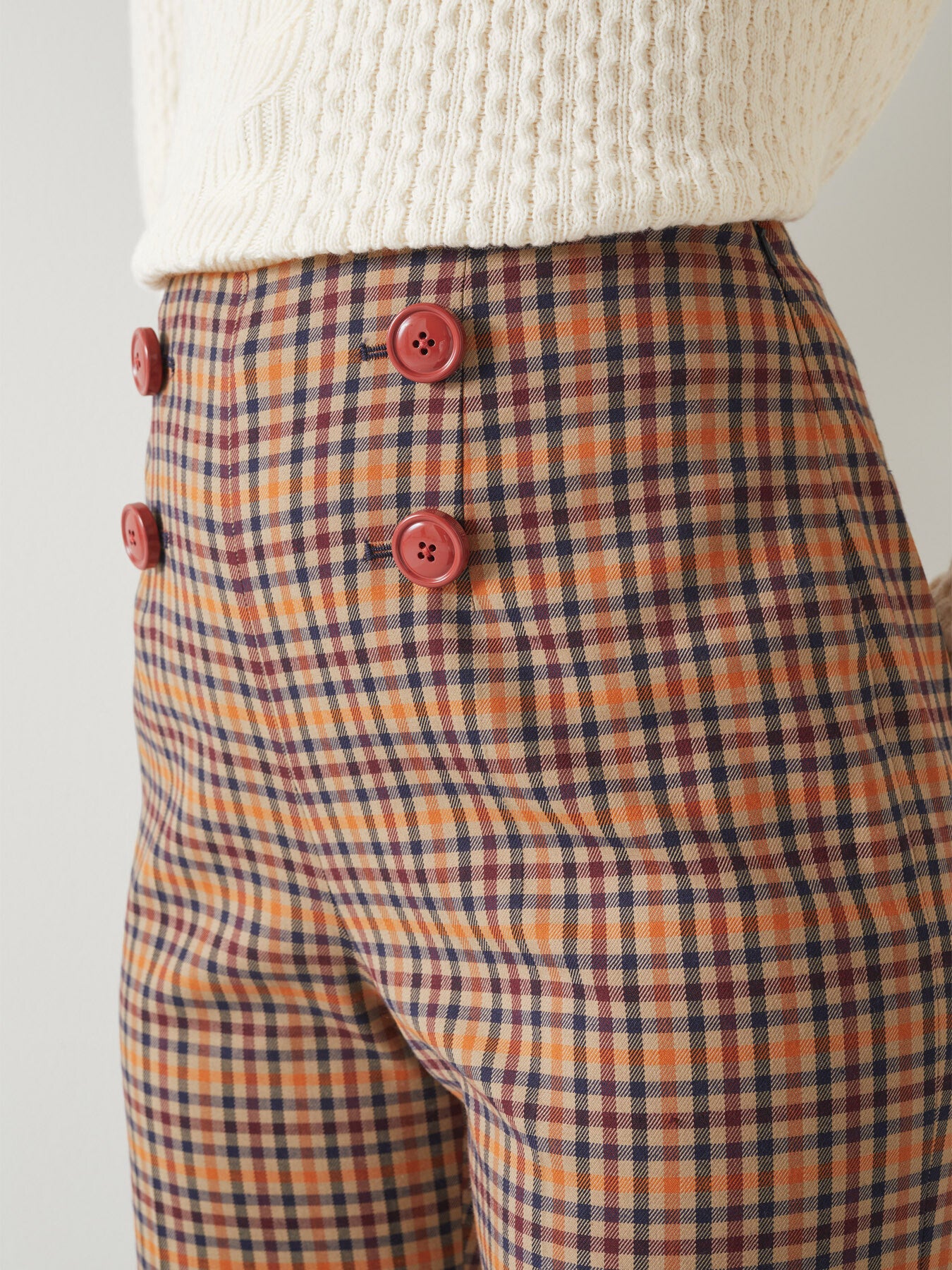 Polly Multi Check Sailor Trousers