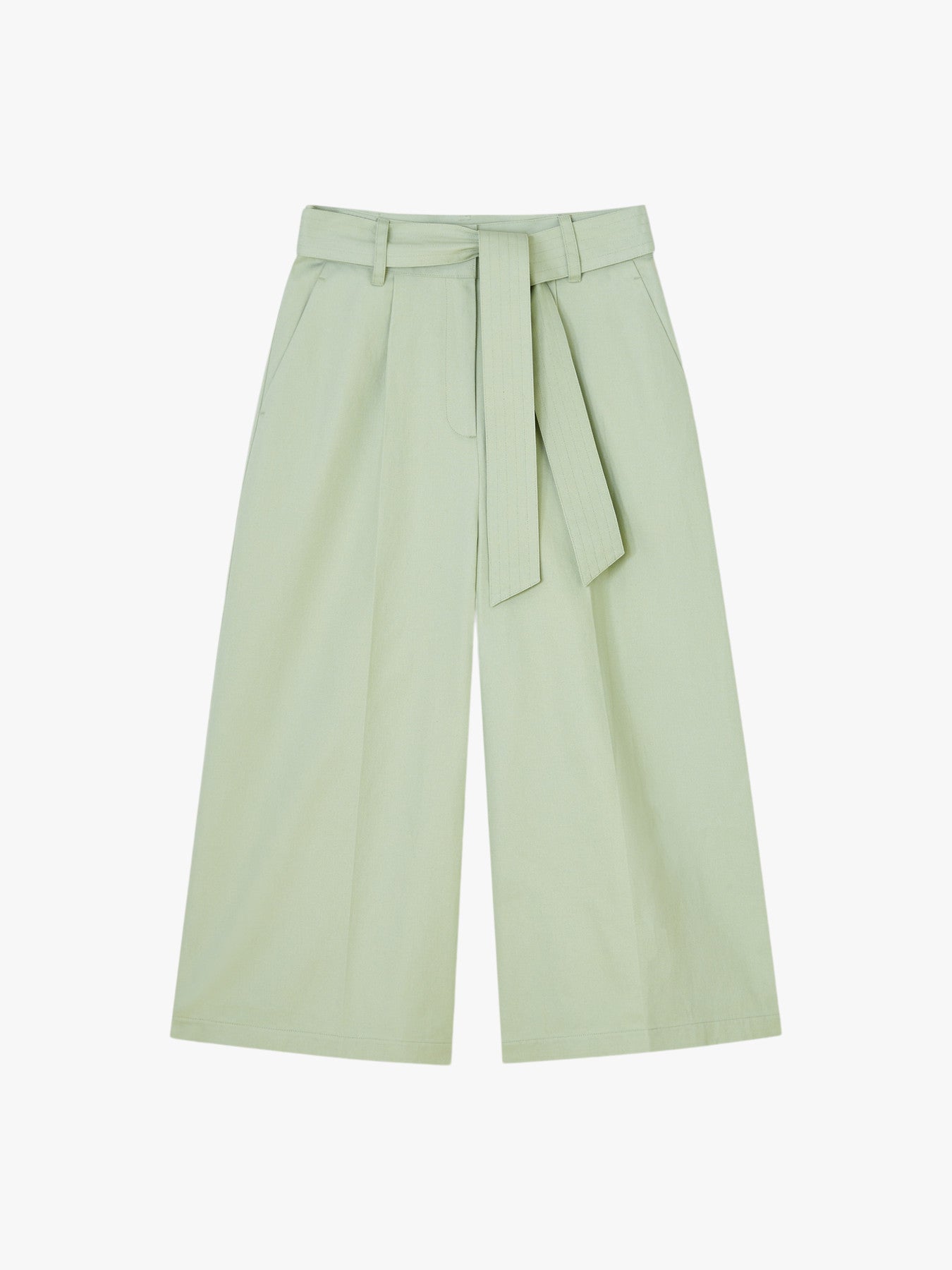 Lena Mint Cotton Wide Leg Cropped Trousers