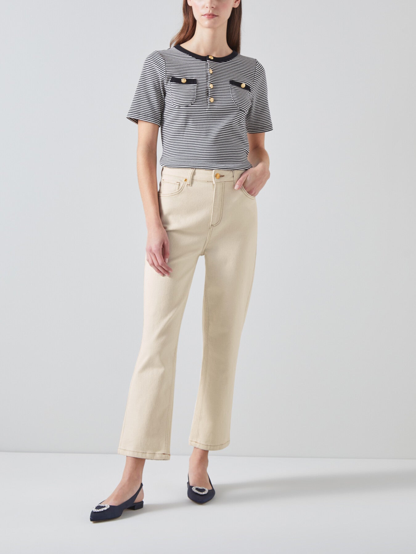 Allie Ecru Denim Cropped Jeans