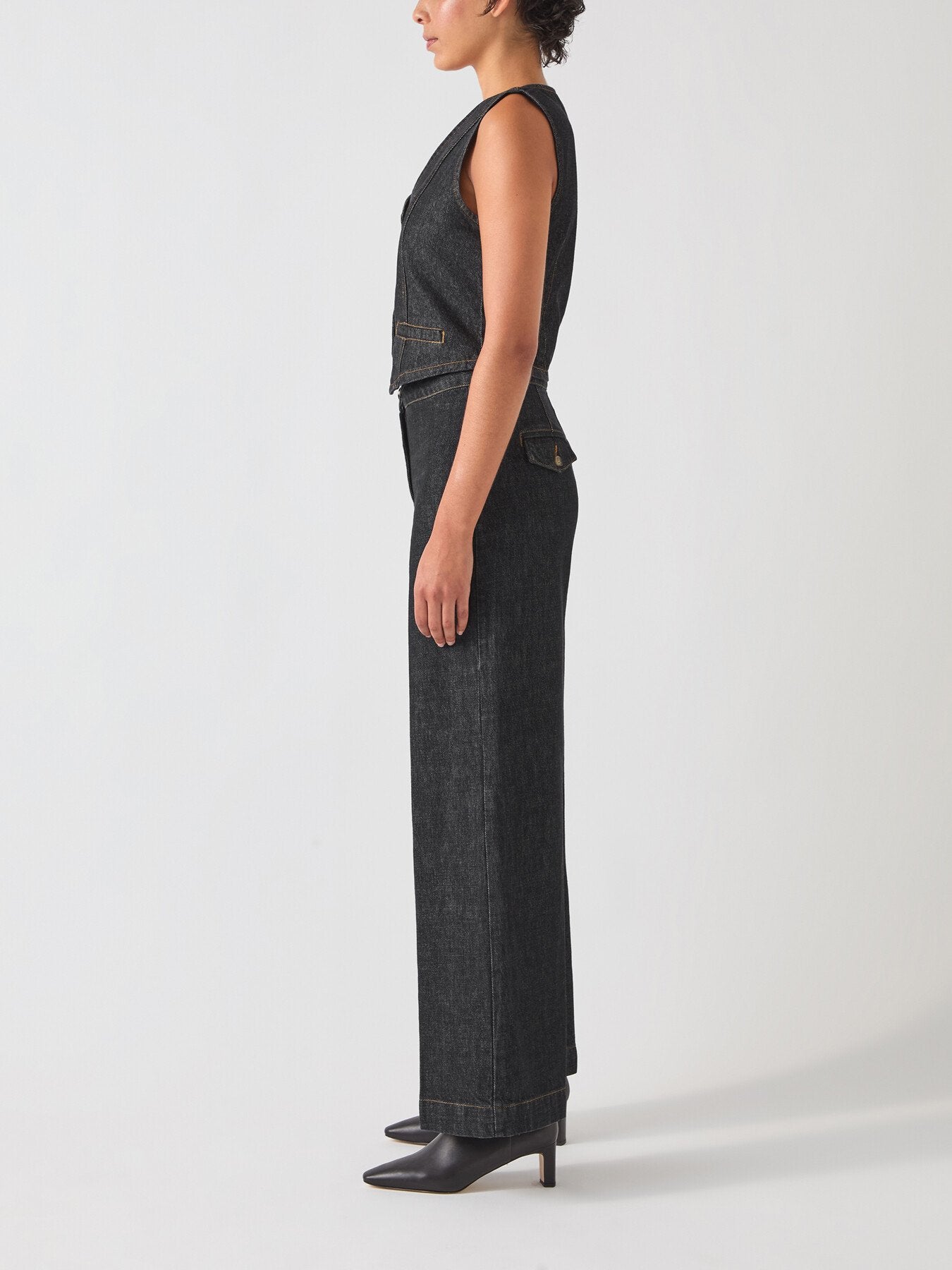 Ami Cotton Blend Denim Tailored Wide Trouser
