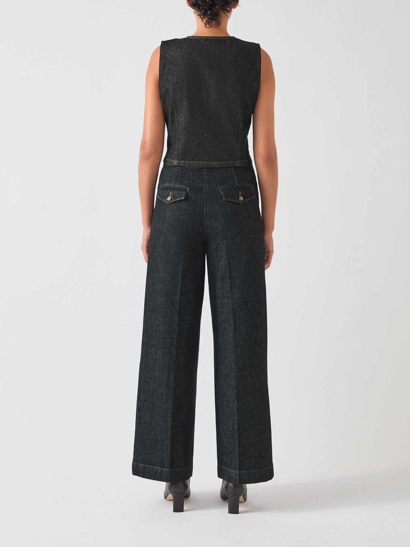 Ami Cotton Blend Denim Tailored Wide Trouser