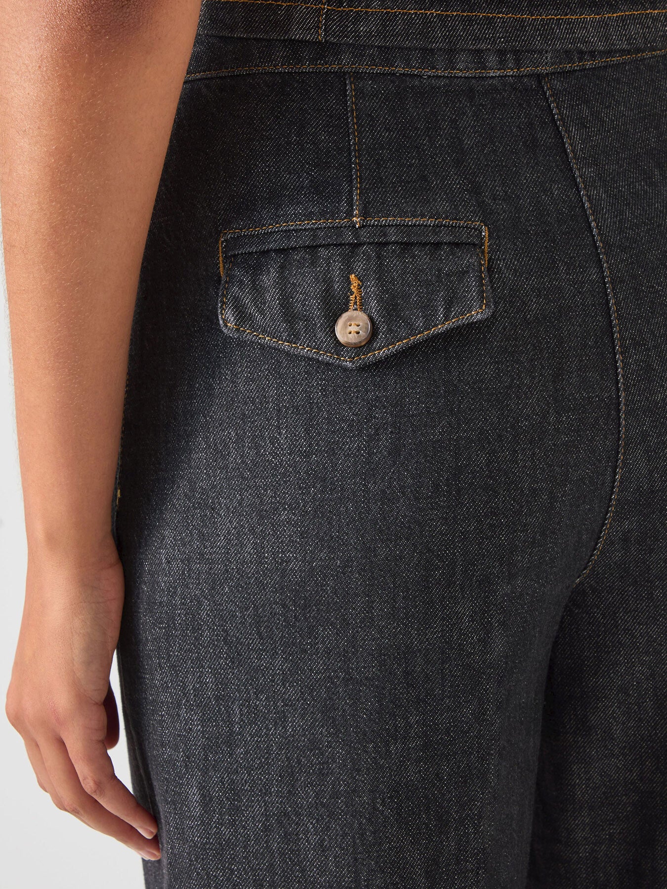 Ami Cotton Blend Denim Tailored Wide Trouser