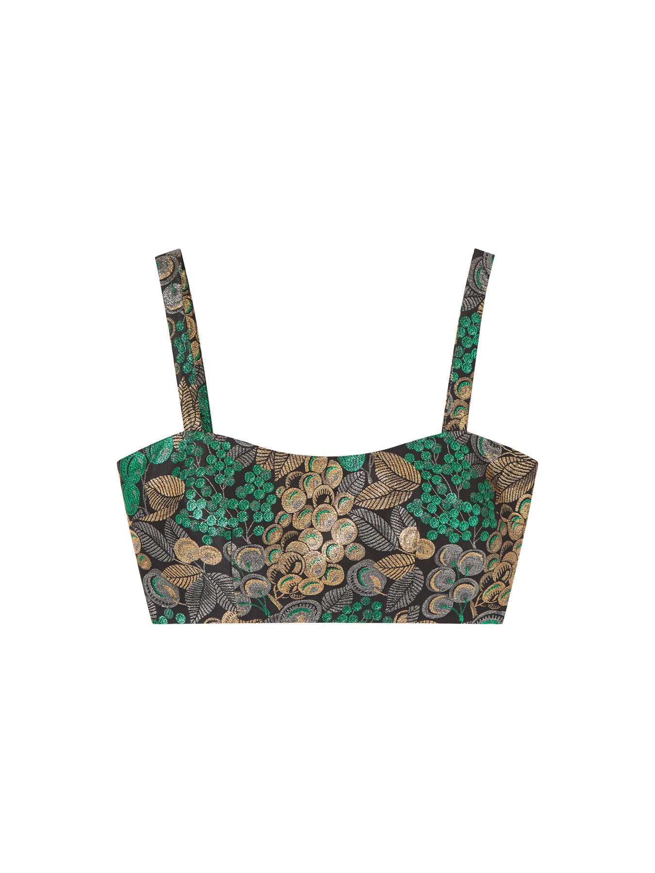 Charlotte Metallic Fruit Brocade Crop Top