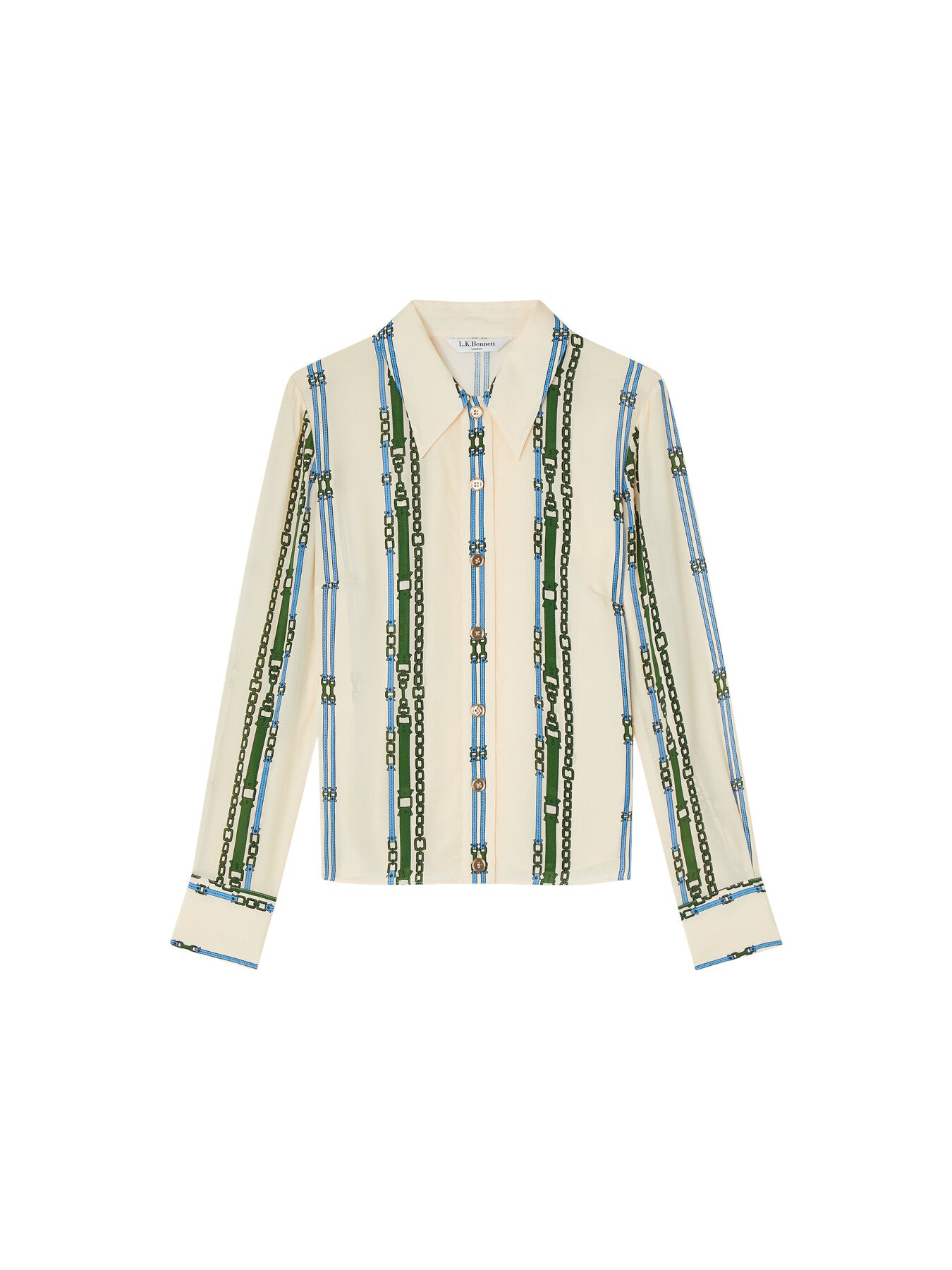 Hardy Cream Belt Print Viscose-Silk Blend Shirt