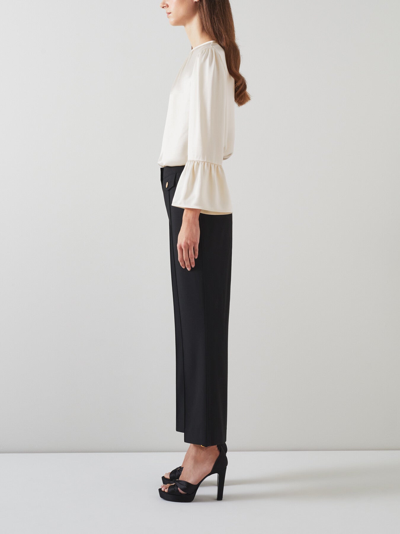Agnes Birch Satin Top With Frill Cuff