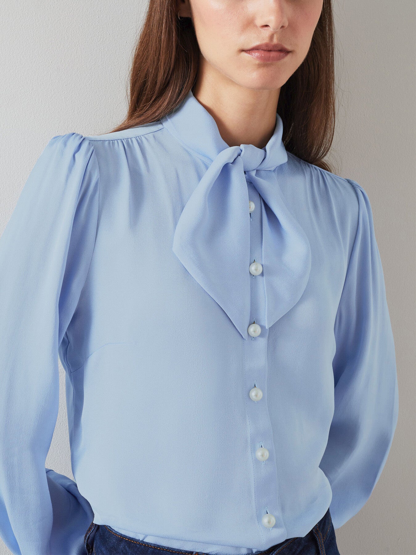 Hall Pale Tie-Neck Blouse