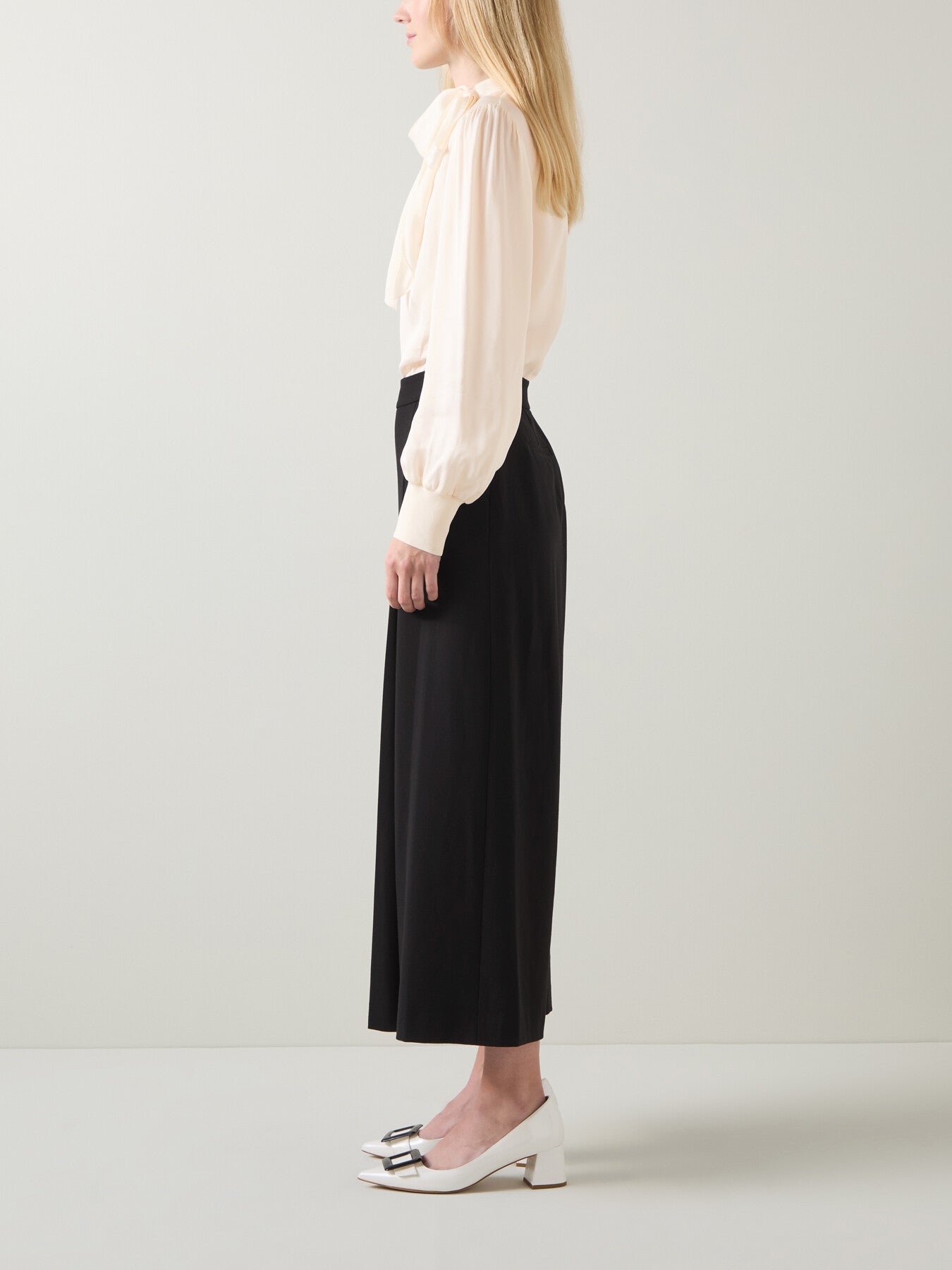 Marcy Ecru Viscose And Rib Trim Blouse