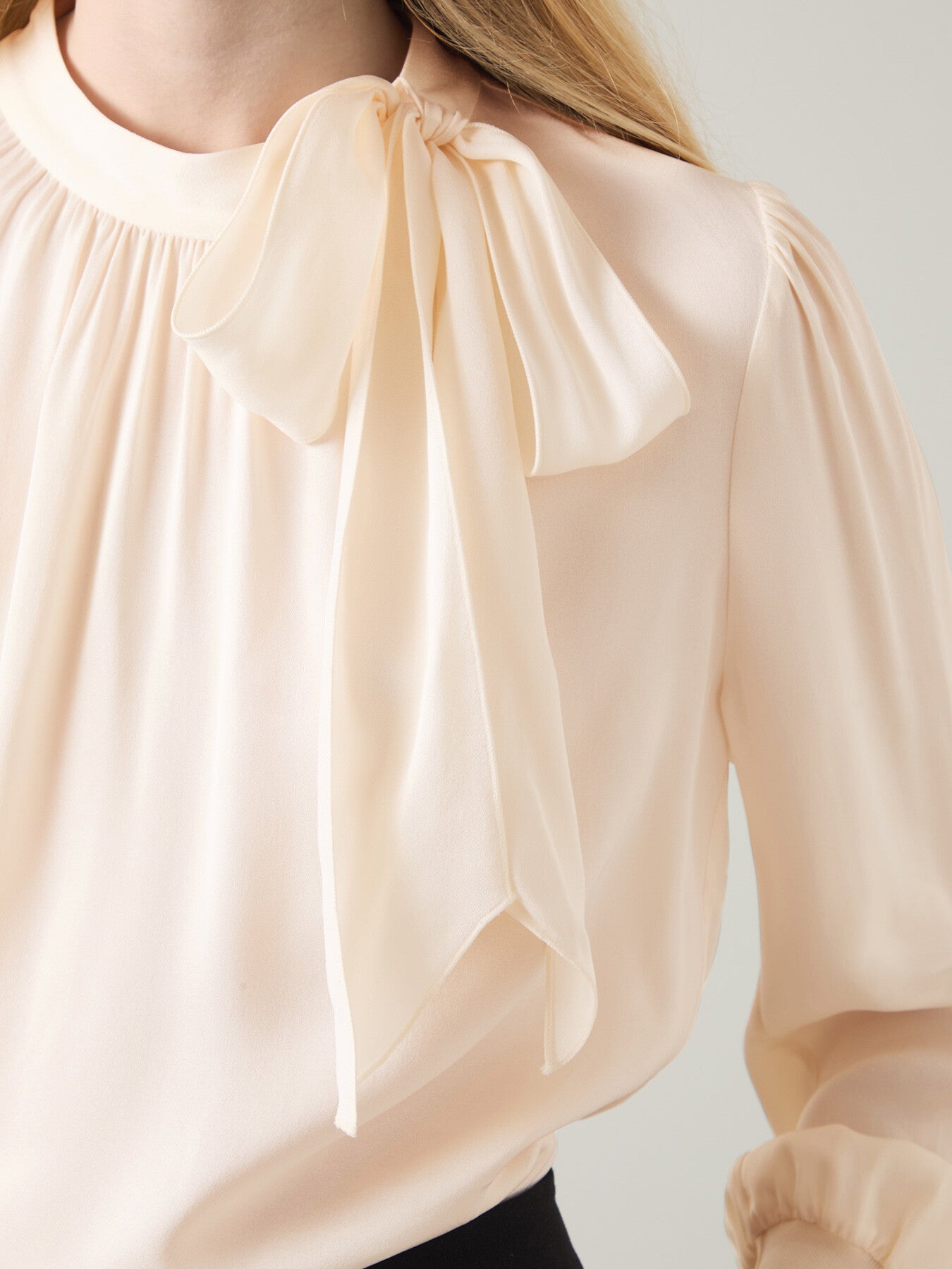 Marcy Ecru Viscose And Rib Trim Blouse