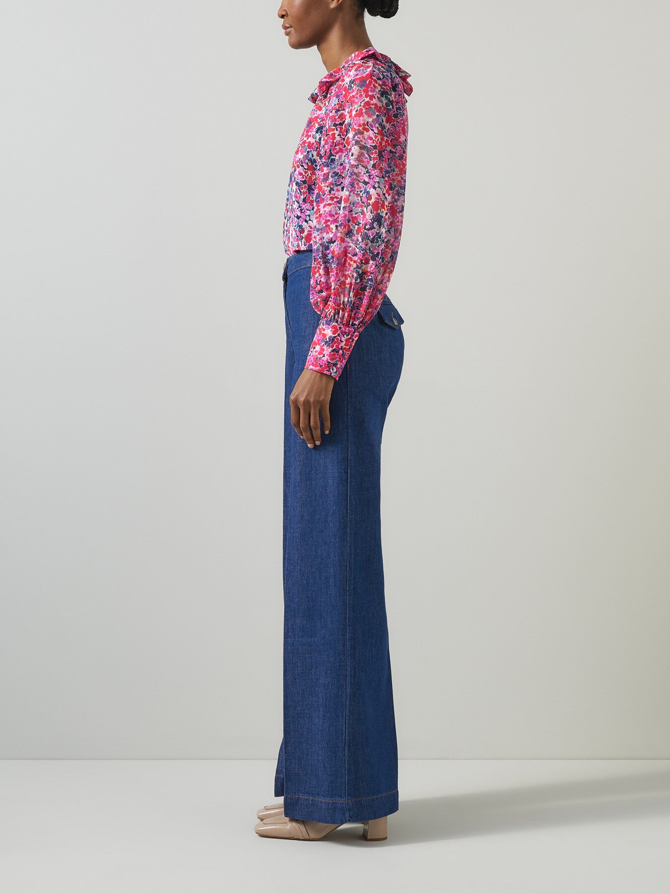 Erin Multi Watercolor Floral Blouse