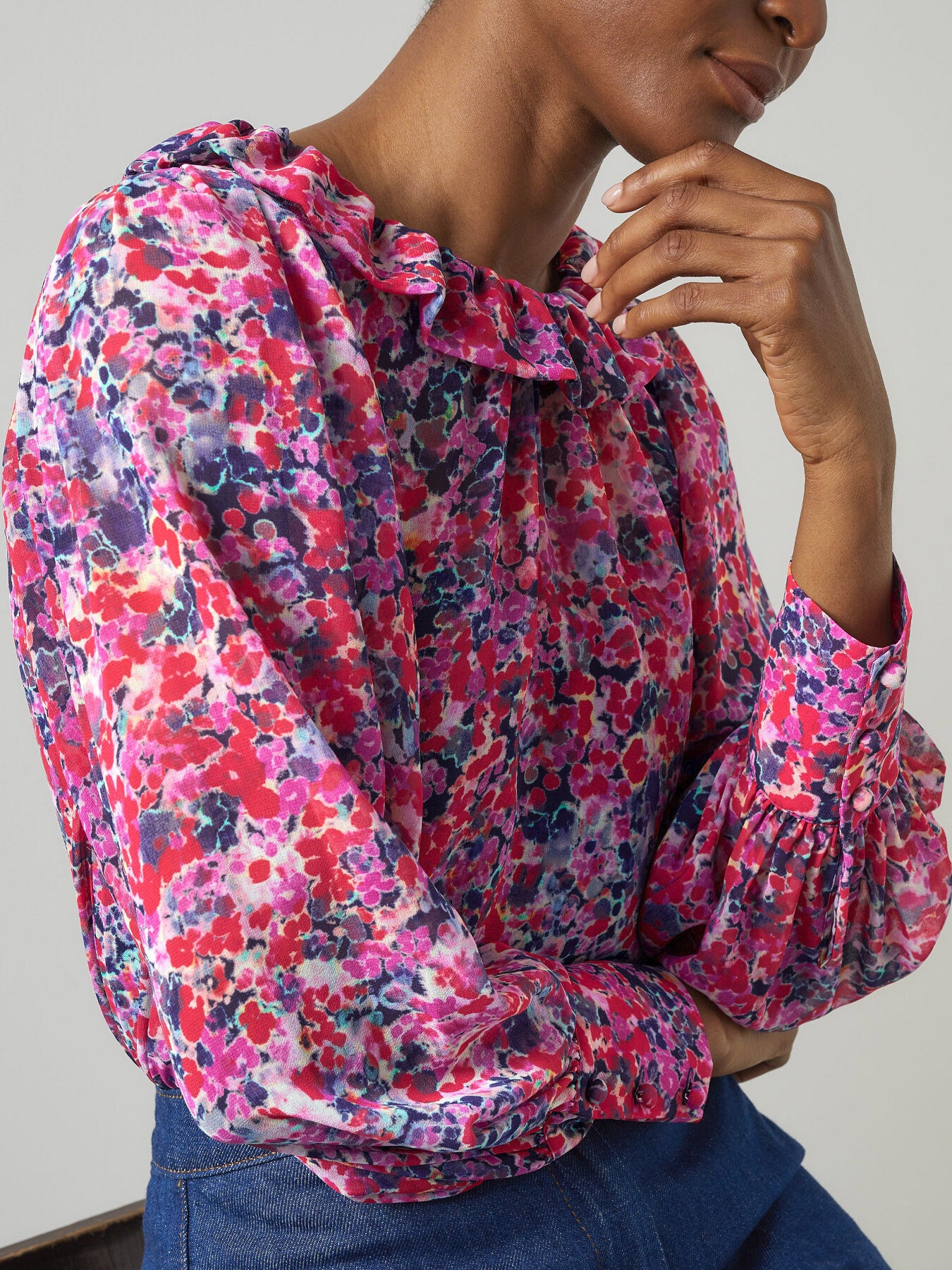 Erin Multi Watercolor Floral Blouse