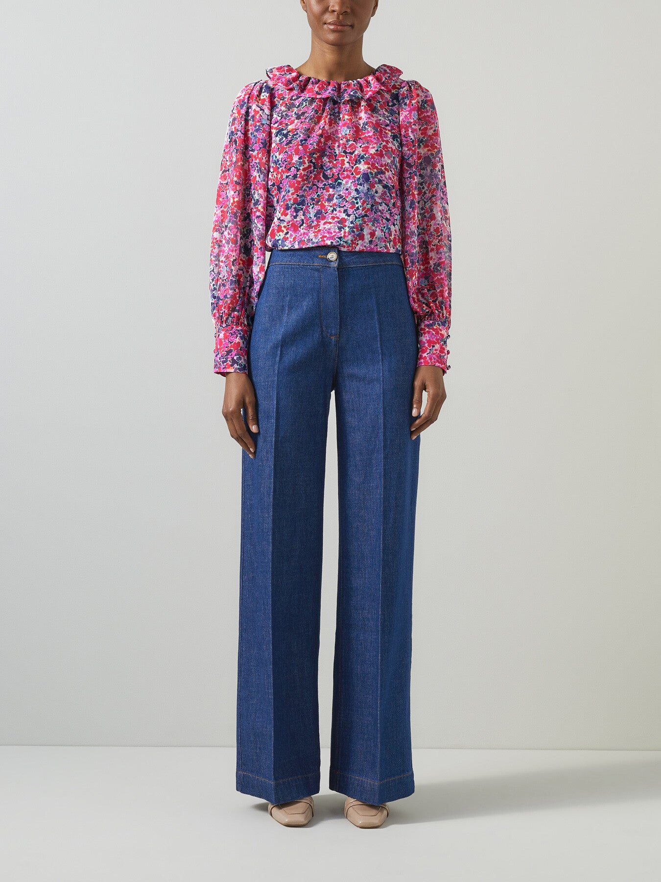 Erin Multi Watercolor Floral Blouse