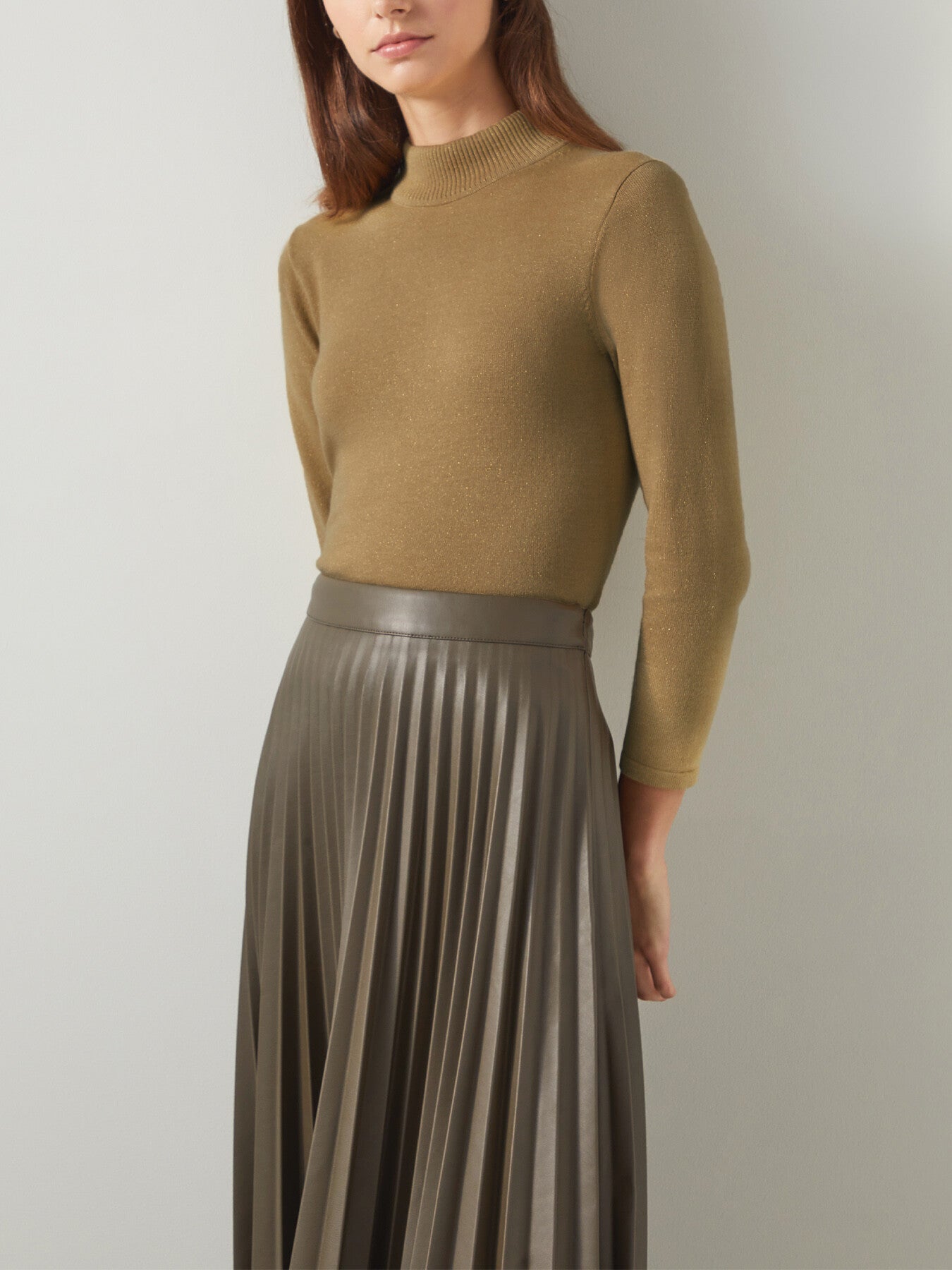 Sadie Gold Turtle Neck Metallic Knit Top