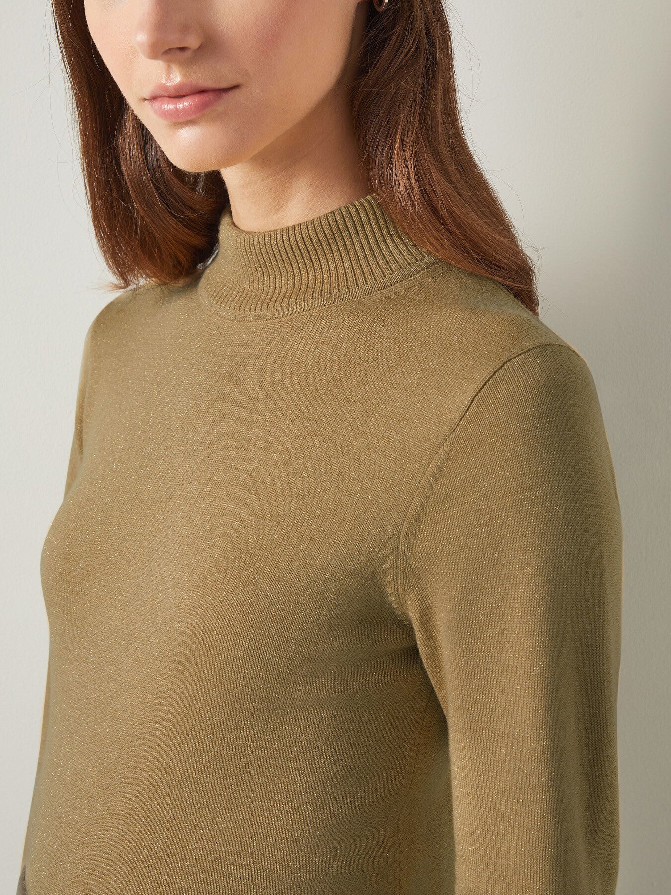 Sadie Gold Turtle Neck Metallic Knit Top