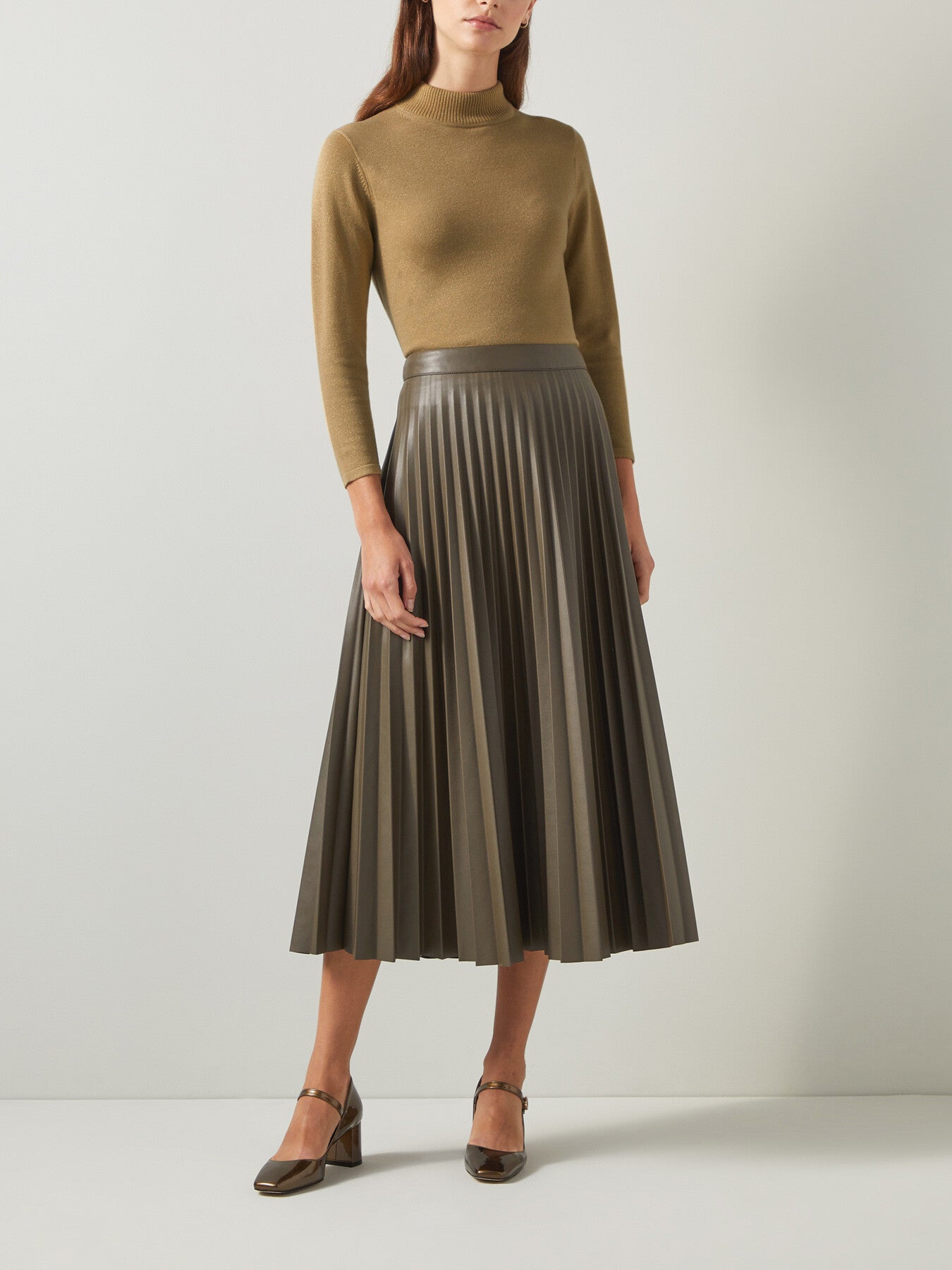 Sadie Gold Turtle Neck Metallic Knit Top