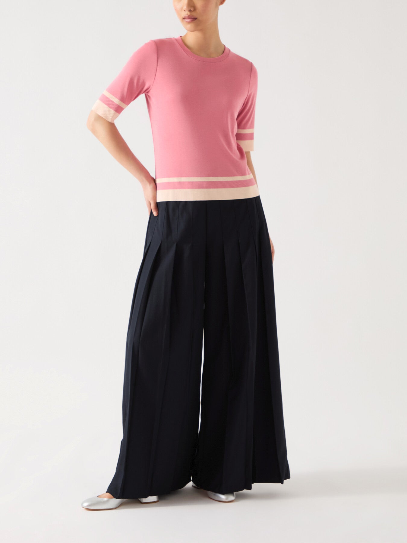 Micha Desert Rose & Ivory Cotton Blend Ribstart Jersey