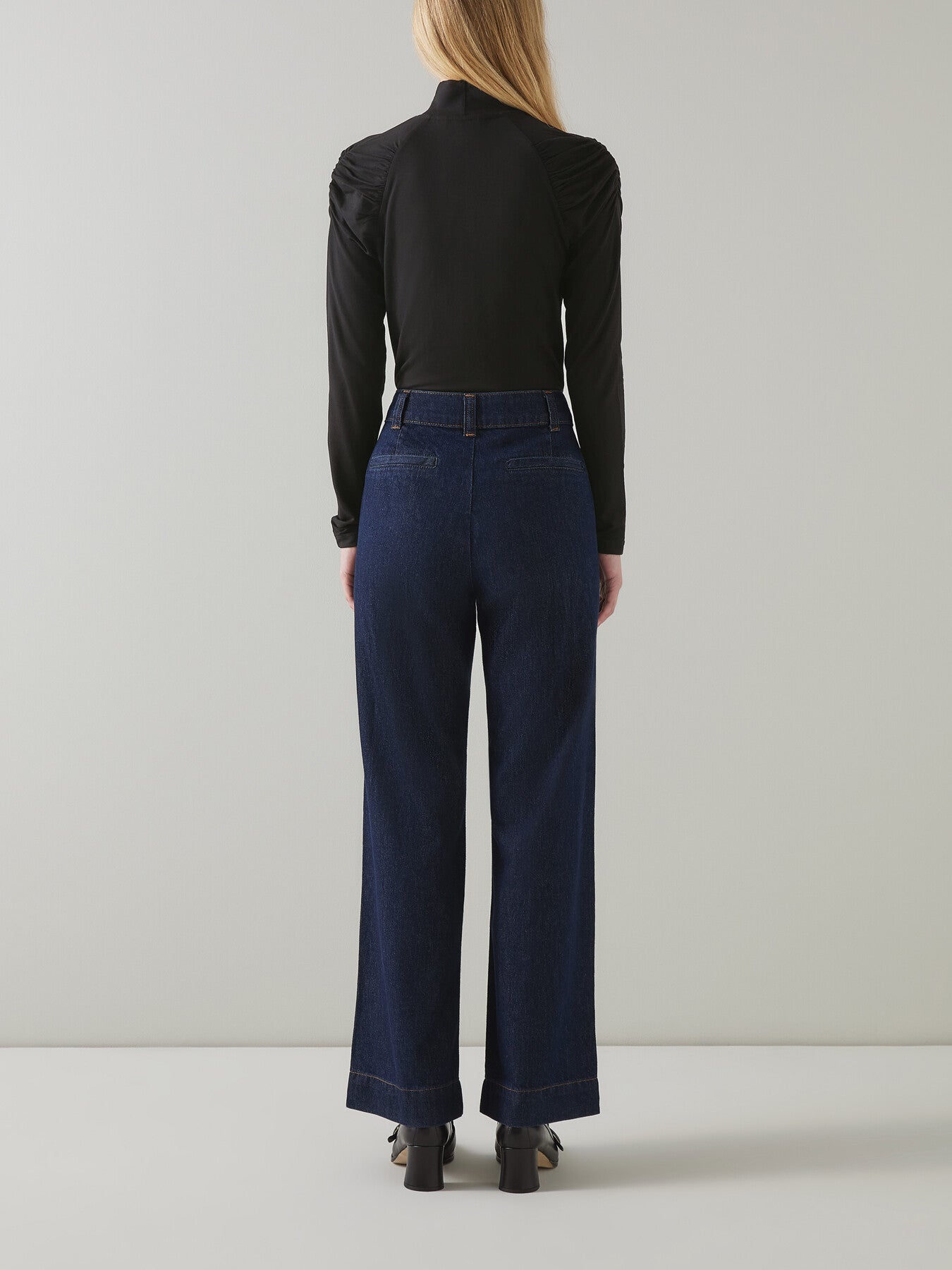 Lacey Gathered Shoulder Turtle Neck Jersey Top