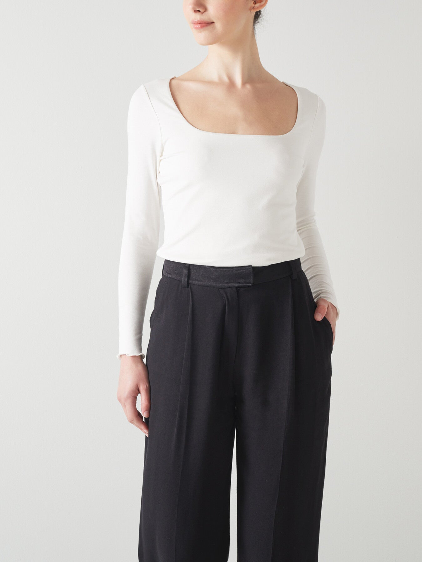 May Ivory Lenzing™ Ecovero™ Viscose Square Neck Top