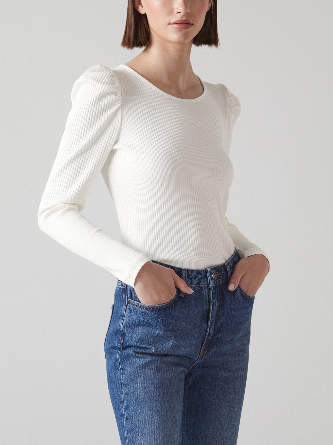 Eleanor Ivory Jersey Ribbed Top