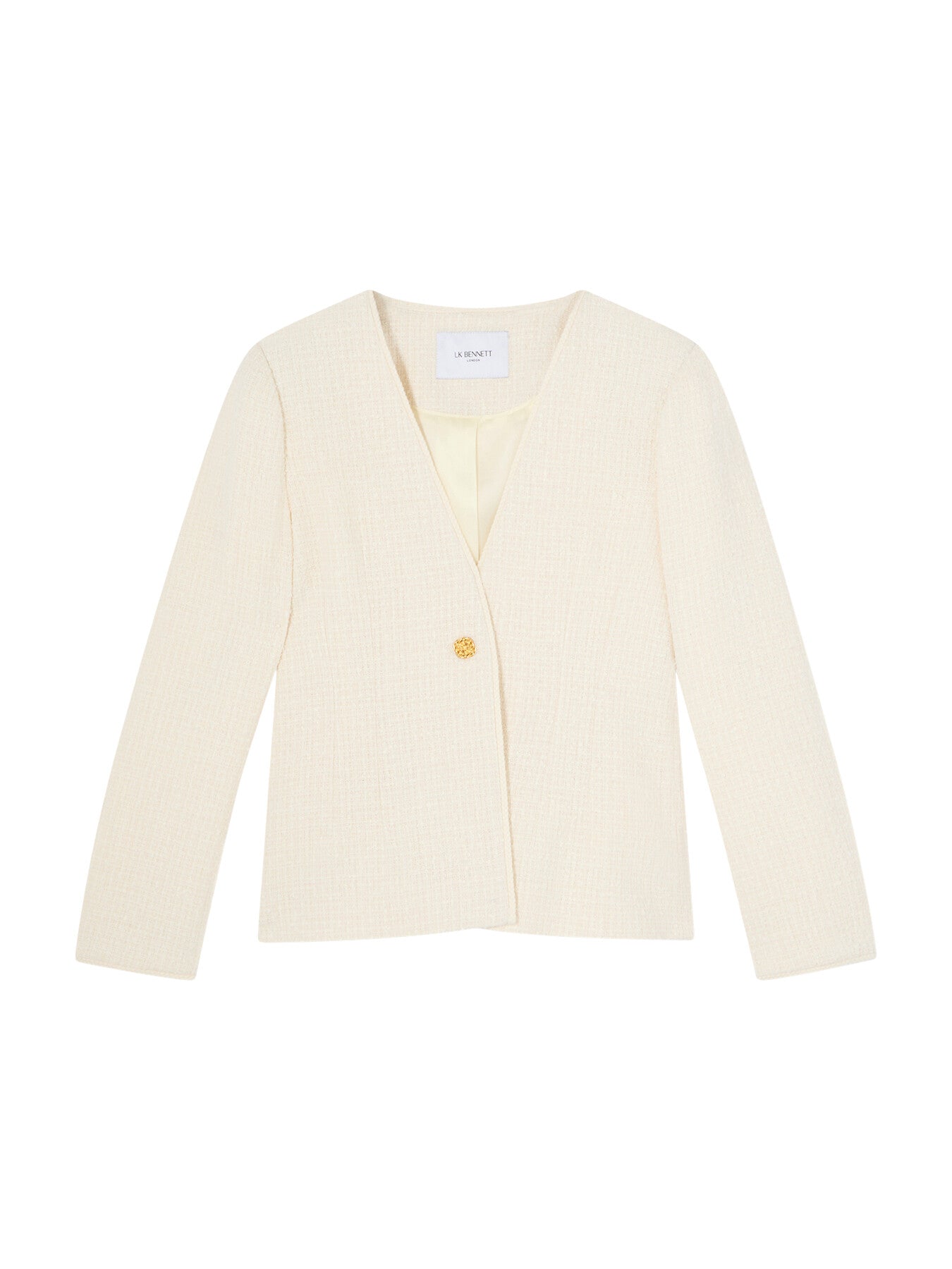 Chloe Ivory Cotton Blend Tweed Single Breasted Jacket
