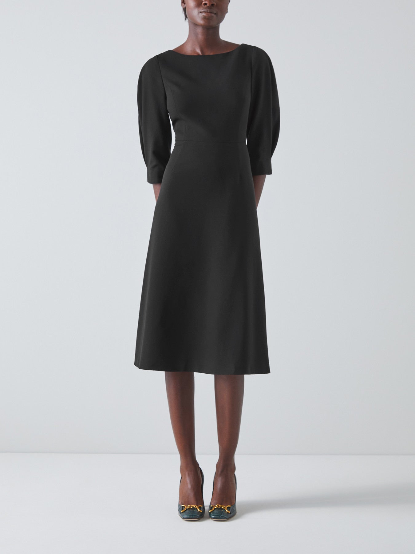 Lemoni Black Crepe Fit And Flare Dress