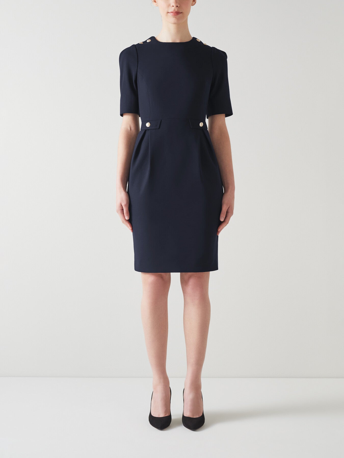 Marjorie Navy Crepe Shift Dress