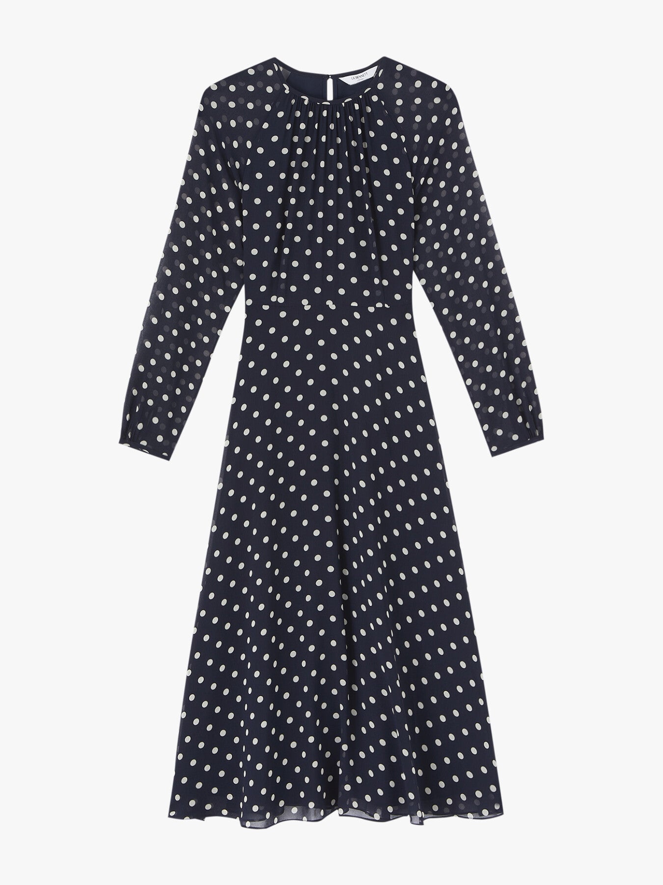 Addison Navy And Cream Spot Recycled Polyester Dress