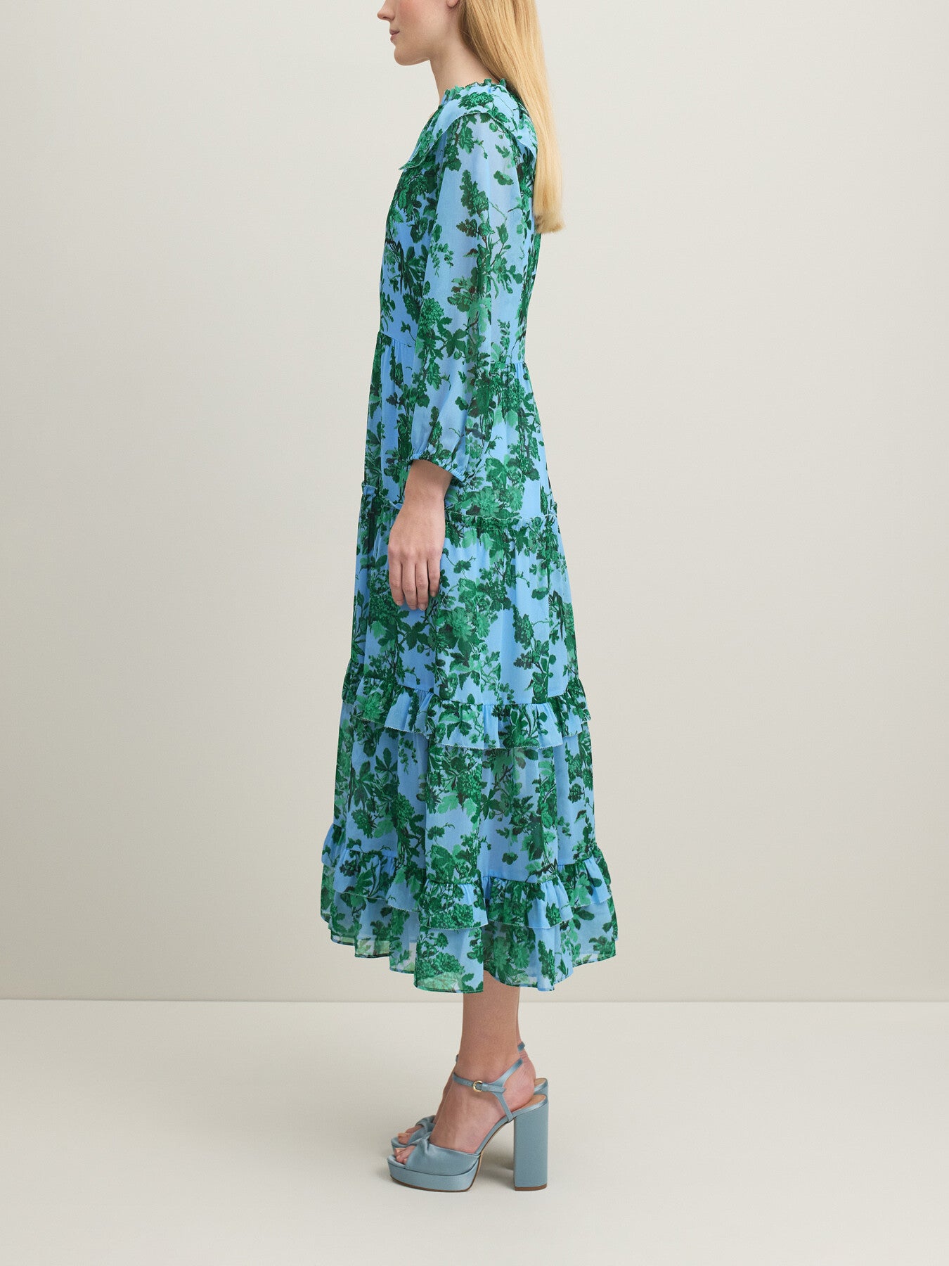 Eleanor Neon Garden Print Recycled Polyester Tiered Dre