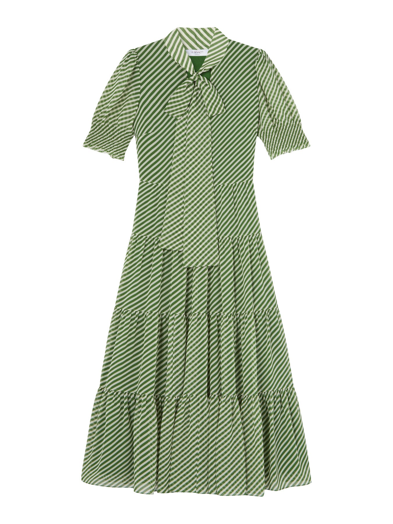 Coco Treetop & Birch Tie Neck Georgette Dress