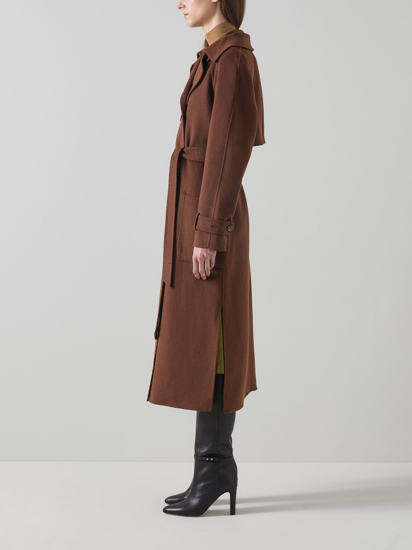 Lawrence Chocolate Wool Midi Trench